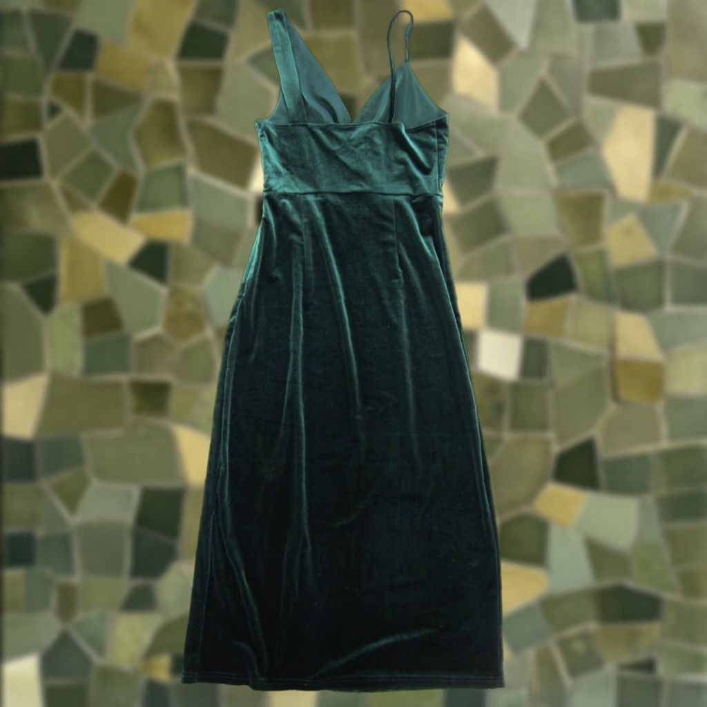 Cider Cider Emerald Green Velvet Stretch Midi Tank Dress Med Size M / US 6-8 / IT 42-44 - 1 Thumbnail