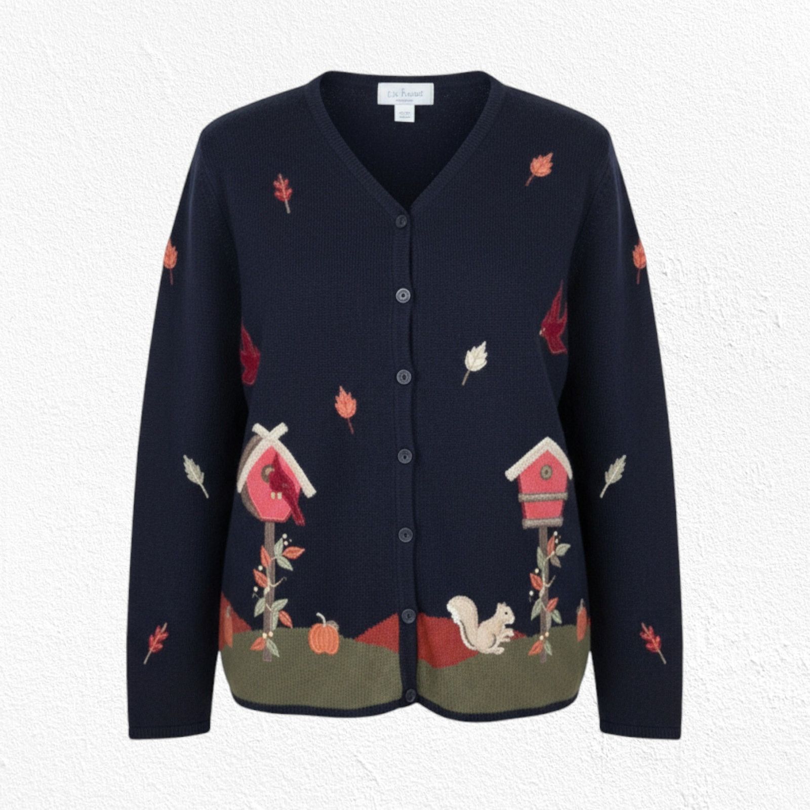 Vintage Y2K Navy Cardinal Fall Embroidered Cardigan Size 14 Size XL / US 12-14 / IT 48-50 - 1 Thumbnail