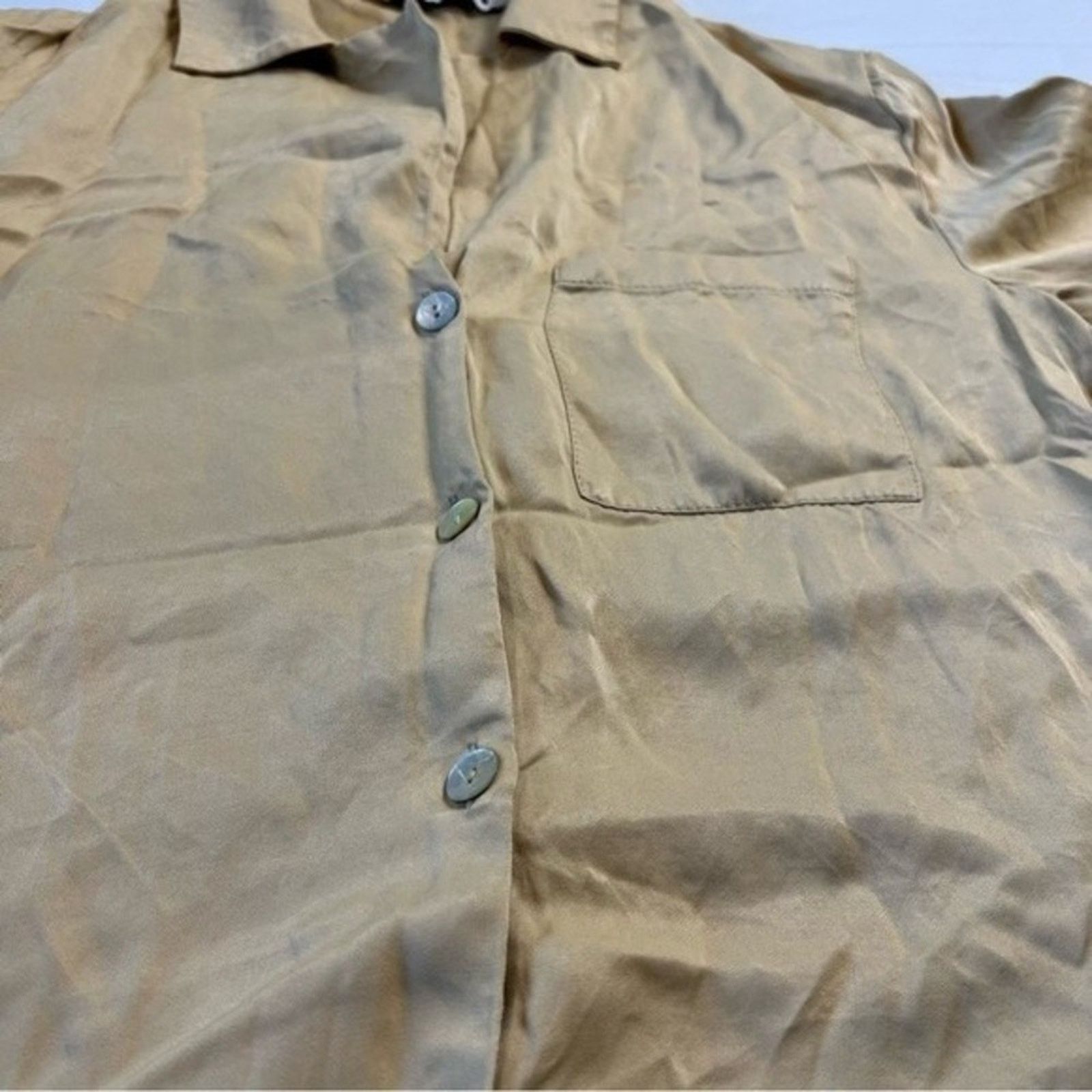 Zara Zara Women's Top Medium Light Tan Blouse Button Front Size M / US 6-8 / IT 42-44 - 5 Thumbnail