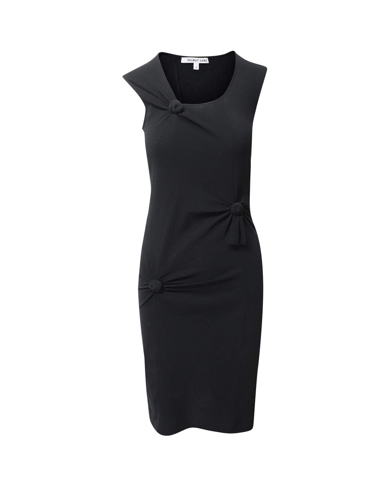 image of Helmut Lang Black Multi Knot Shift Dress In Polyester, Women's (Size Small)