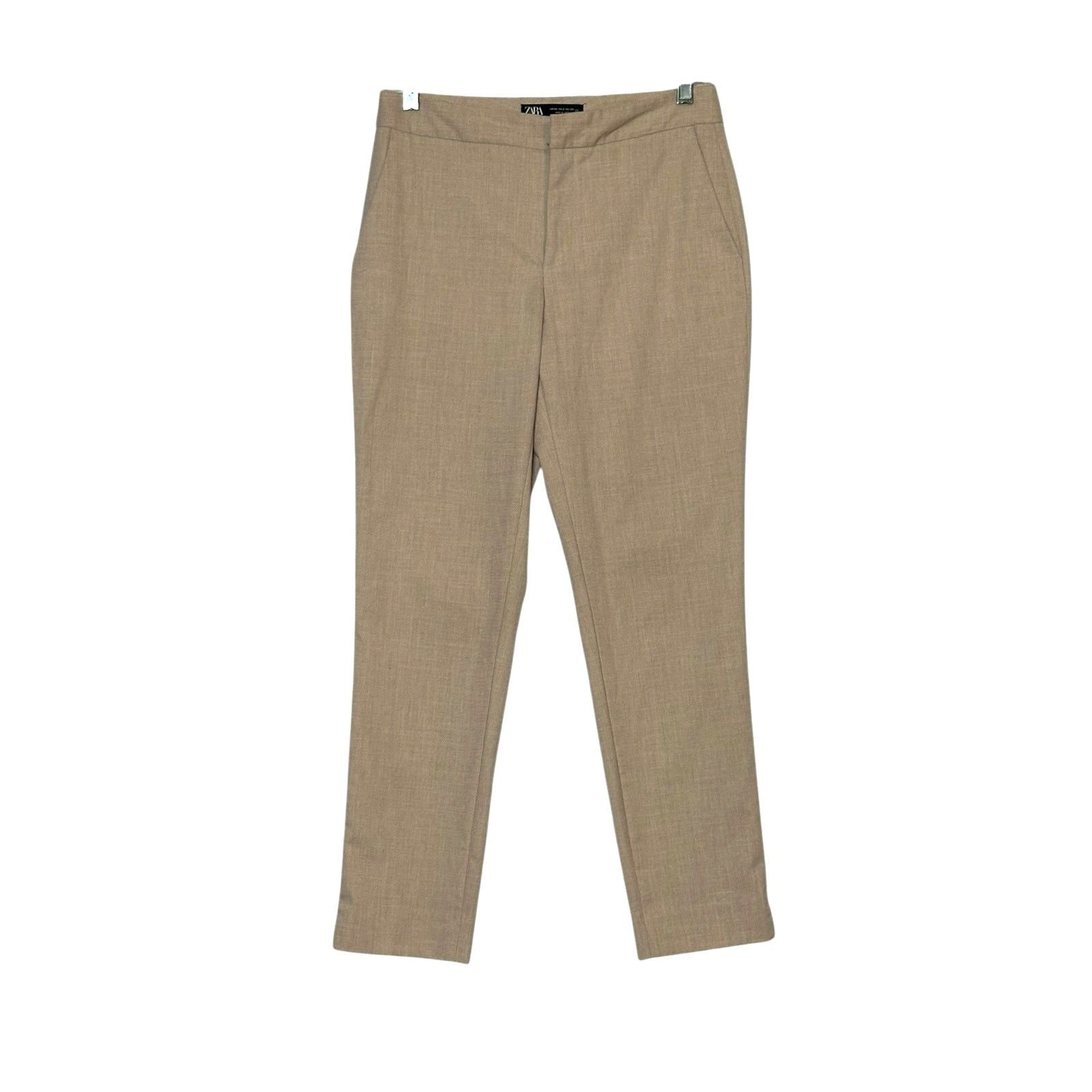 Zara ZARA beige straight legs flat front pants size 2 Size 26" / US 2 / IT 38 - 8 Thumbnail