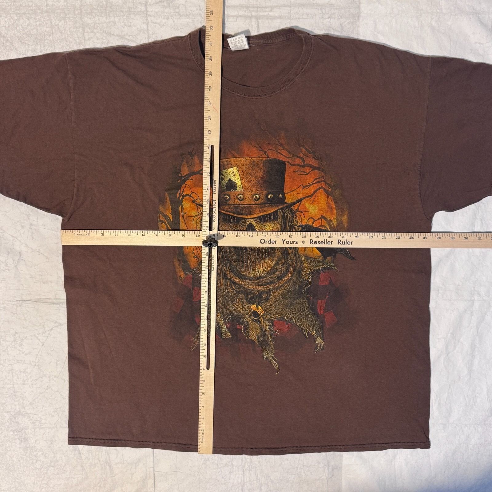 Fruit Of The Loom Vtg Y2K Halloween Grunge Scarecrow Brown Graphic Haunted Tsh Size US XXL / EU 58 / 5 - 3 Thumbnail