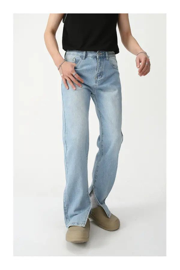 Japanese Brand Japanese light blue split slim jeans Size US 32 / EU 48 - 3 Thumbnail