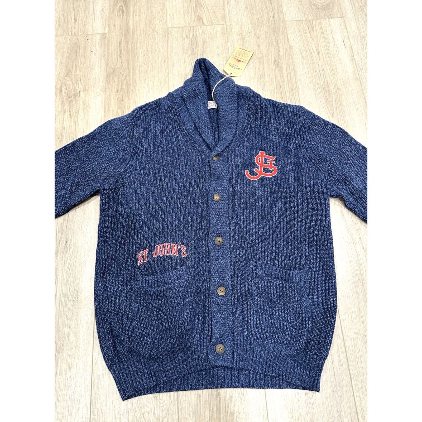 Faherty NWT Faherty Cardigan Shawl XL Fisherman Knit Cashmere Cotton Blue Long Sleeve Button Mens Regular Knit Style Size US XL / EU 56 / 4 - 3 Thumbnail
