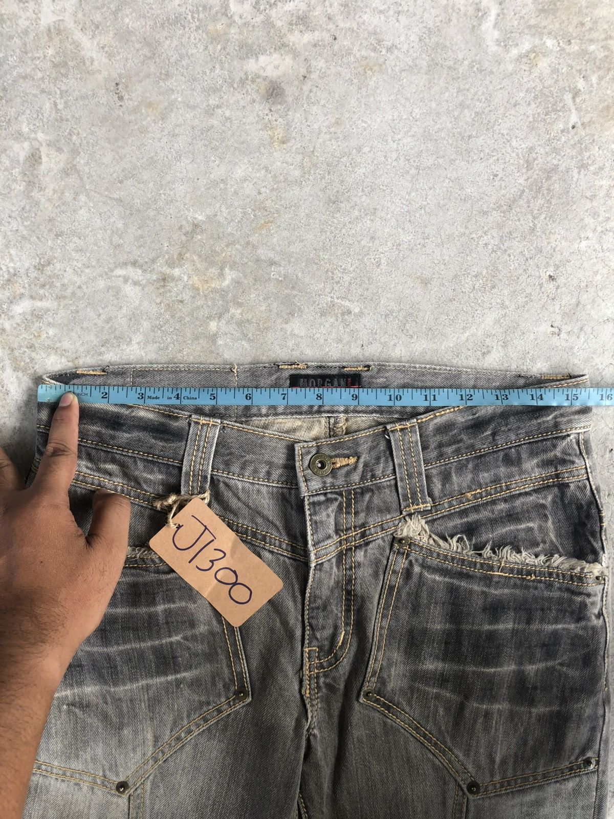 If Six Was Nine Japanese Morgan Homme Flared Jeans Distressed Denim Size US 31 - 22 Thumbnail