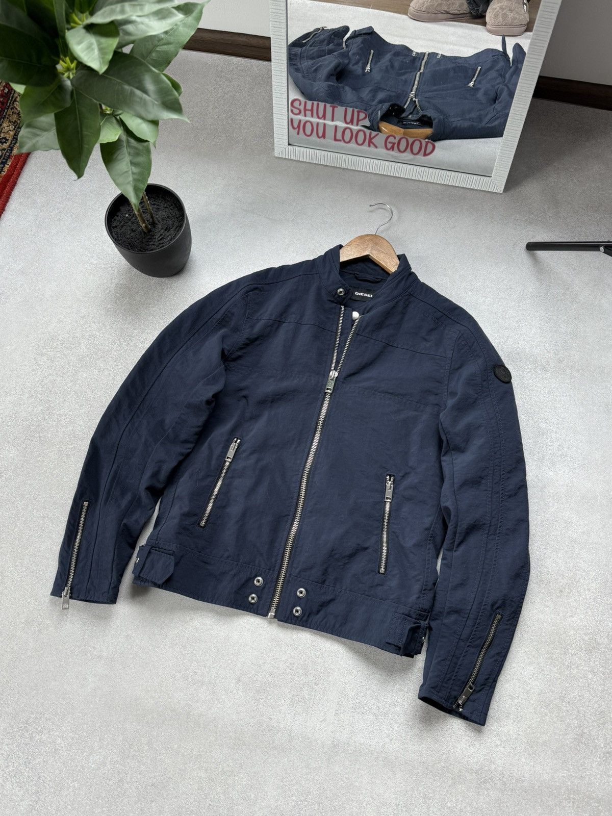 Diesel Diesel Moto Biker Jacket Y2K Blue Rare Mens Nylon Zip Pocket Size US M / EU 48-50 / 2 - 2 Thumbnail