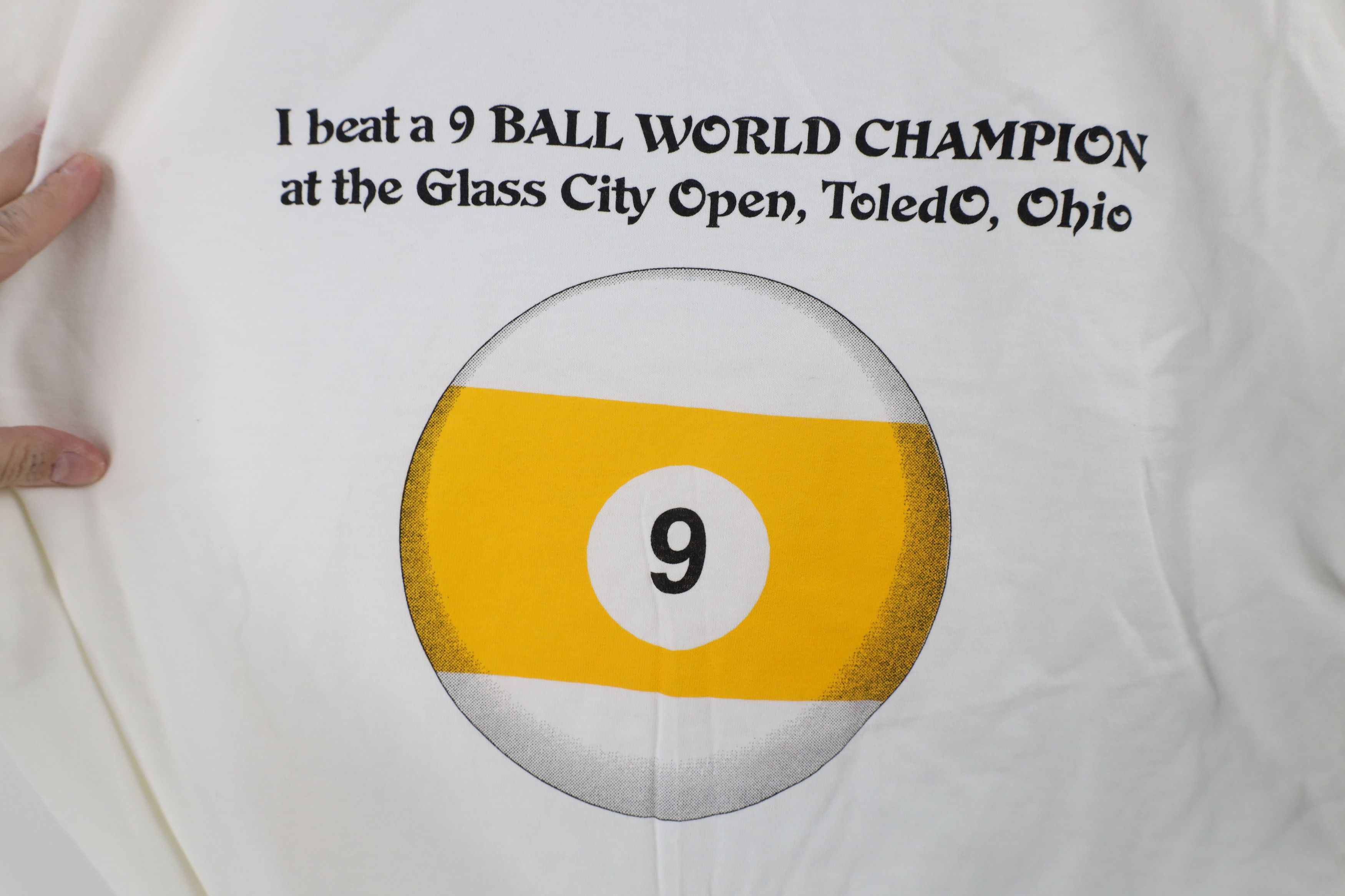 Vintage Vintage World Champion Glass City Open Billiards T-Shirt Size US XL / EU 56 / 4 - 4 Thumbnail