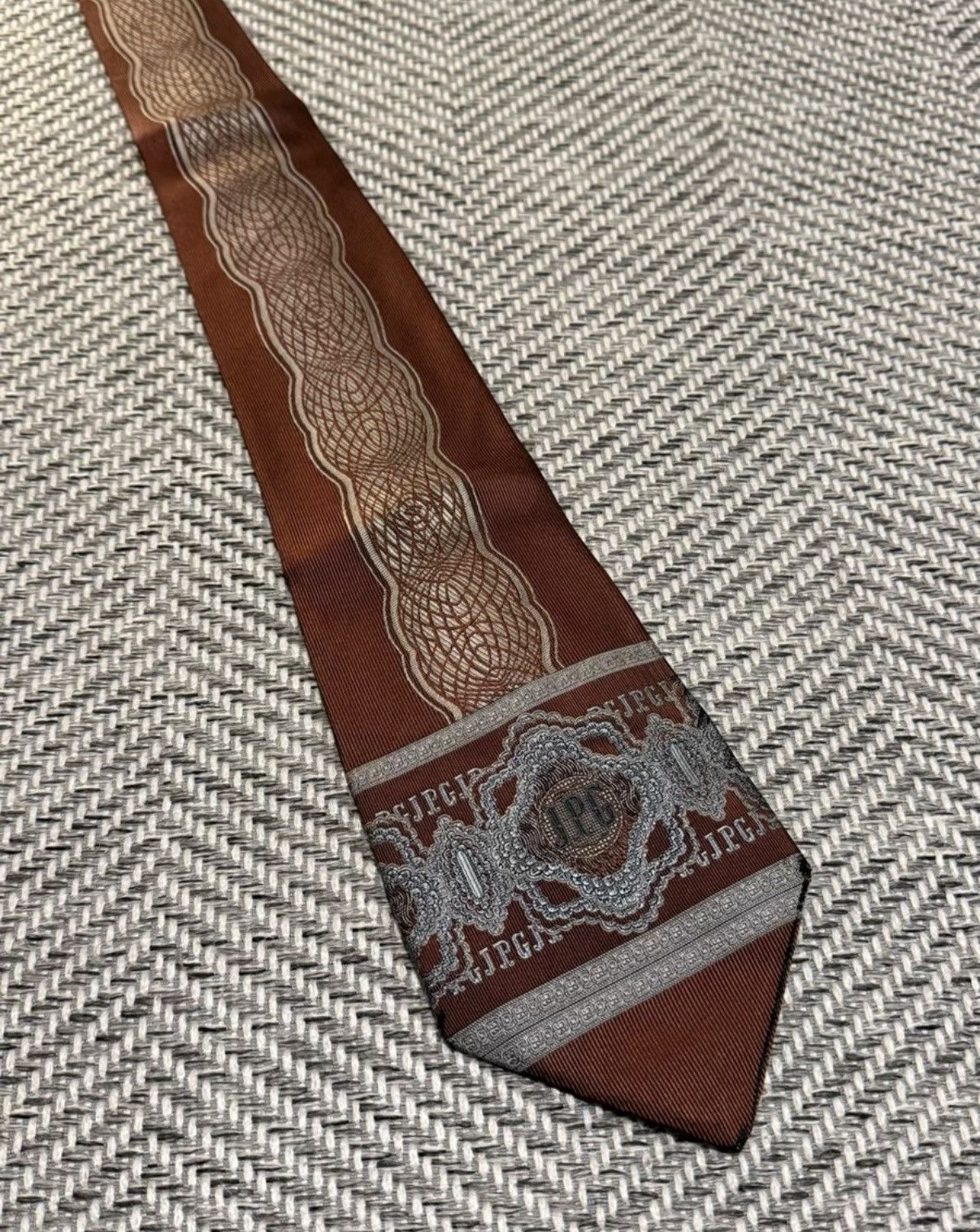 Jean Paul Gaultier Jean Paul Gaultier Geometric Emblem Woven Tie K24 Size ONE SIZE - 1 Thumbnail