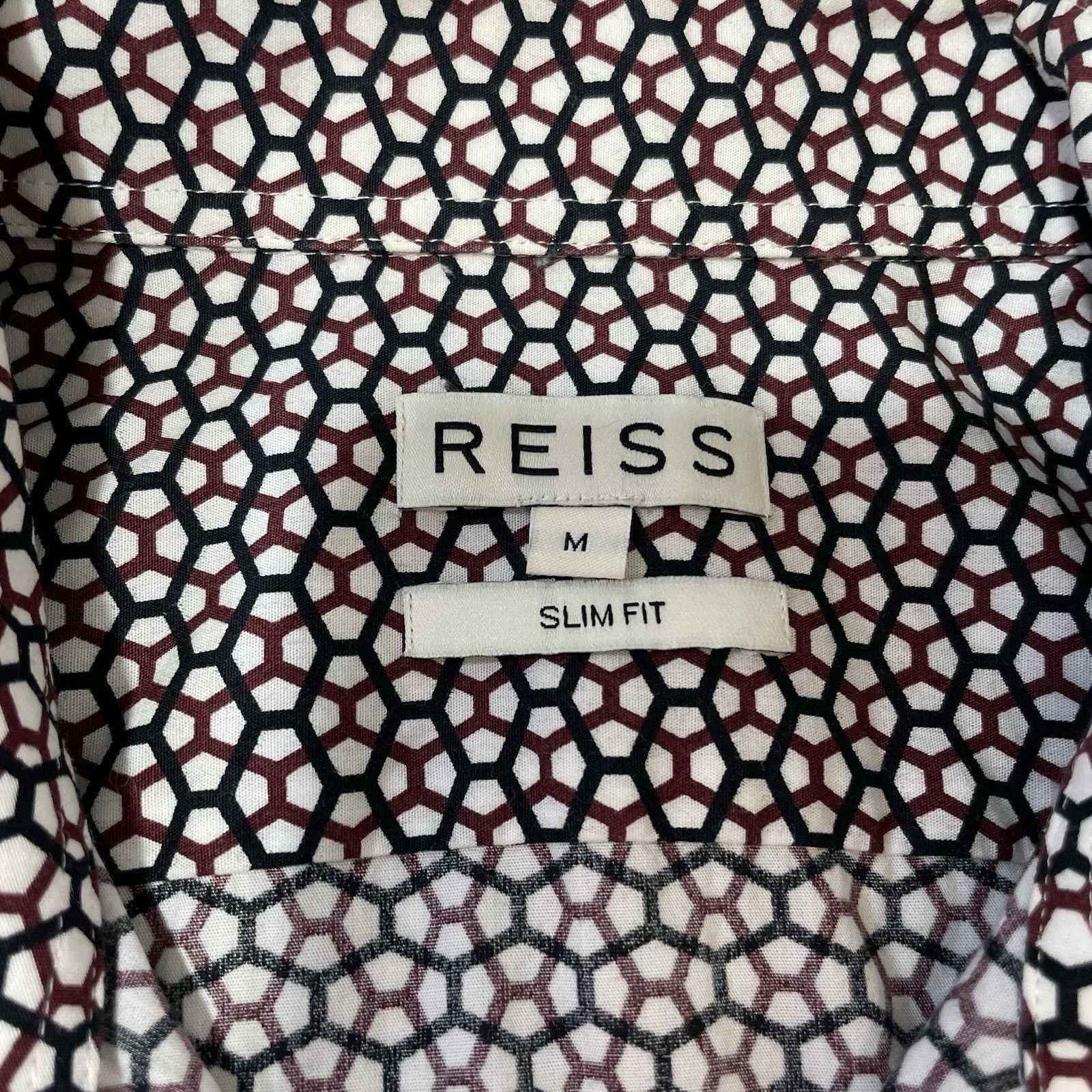 Reiss Reiss Men’s Geo Print White Shirt Size Medium Slim Fit Size US M / EU 48-50 / 2 - 2 Thumbnail