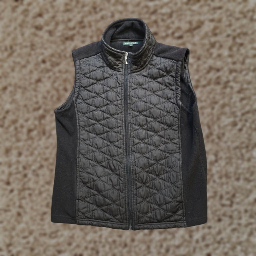 Layer 8 For Cynthia Vest Womens L Black Quilted Fleece Full Zip Layer Casual Size L / US 10 / IT 46 - 1 Thumbnail