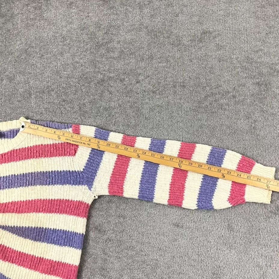 Vintage VINTAGE L.L. BEAN Women's Sweater Pullover Knit 90s Striped Casual Warm Fall Winter Pink Purple White M Size M / US 6-8 / IT 42-44 - 5 Thumbnail
