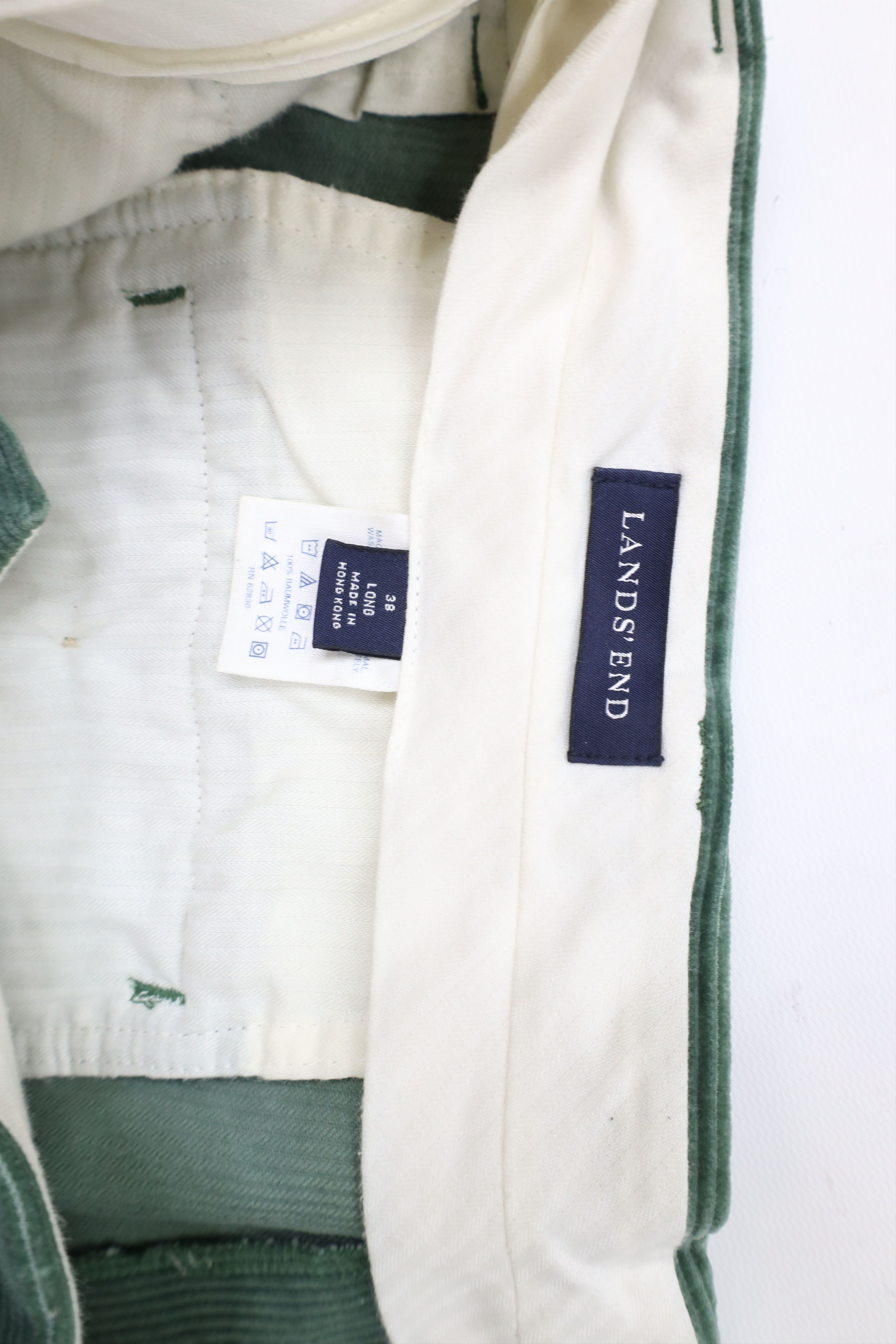 Lands' End × Vintage Vintage 90s Lands End Wide Leg Corduroy Chino Pants Green Size US 38 / EU 54 - 7 Thumbnail
