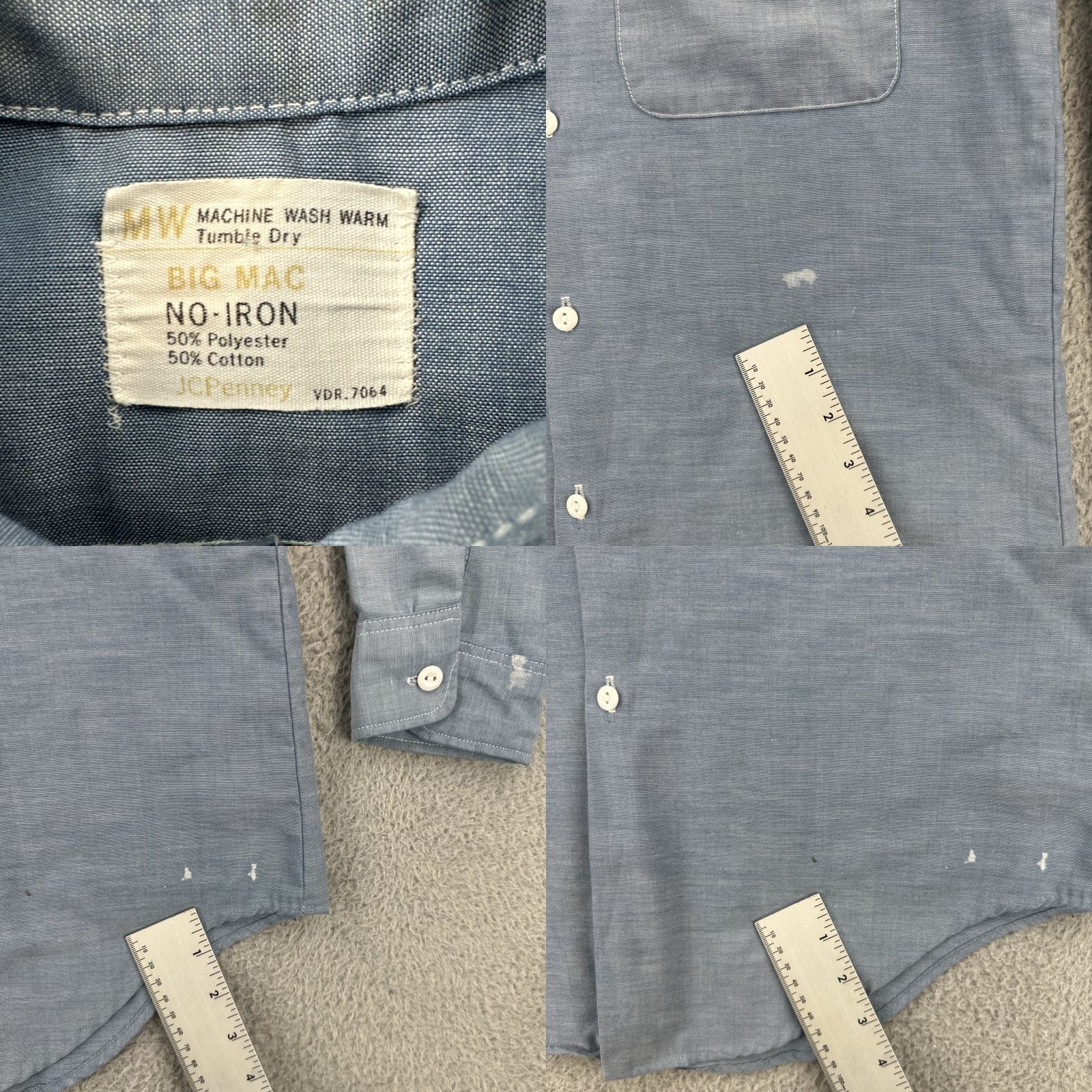 Vintage VINTAGE Big Mac Shirt Embroidered Flowers 1960s Rockabilly Cotton Blend Button-Front Long Sleeve M Blue Mens Size US M / EU 48-50 / 2 - 8 Thumbnail