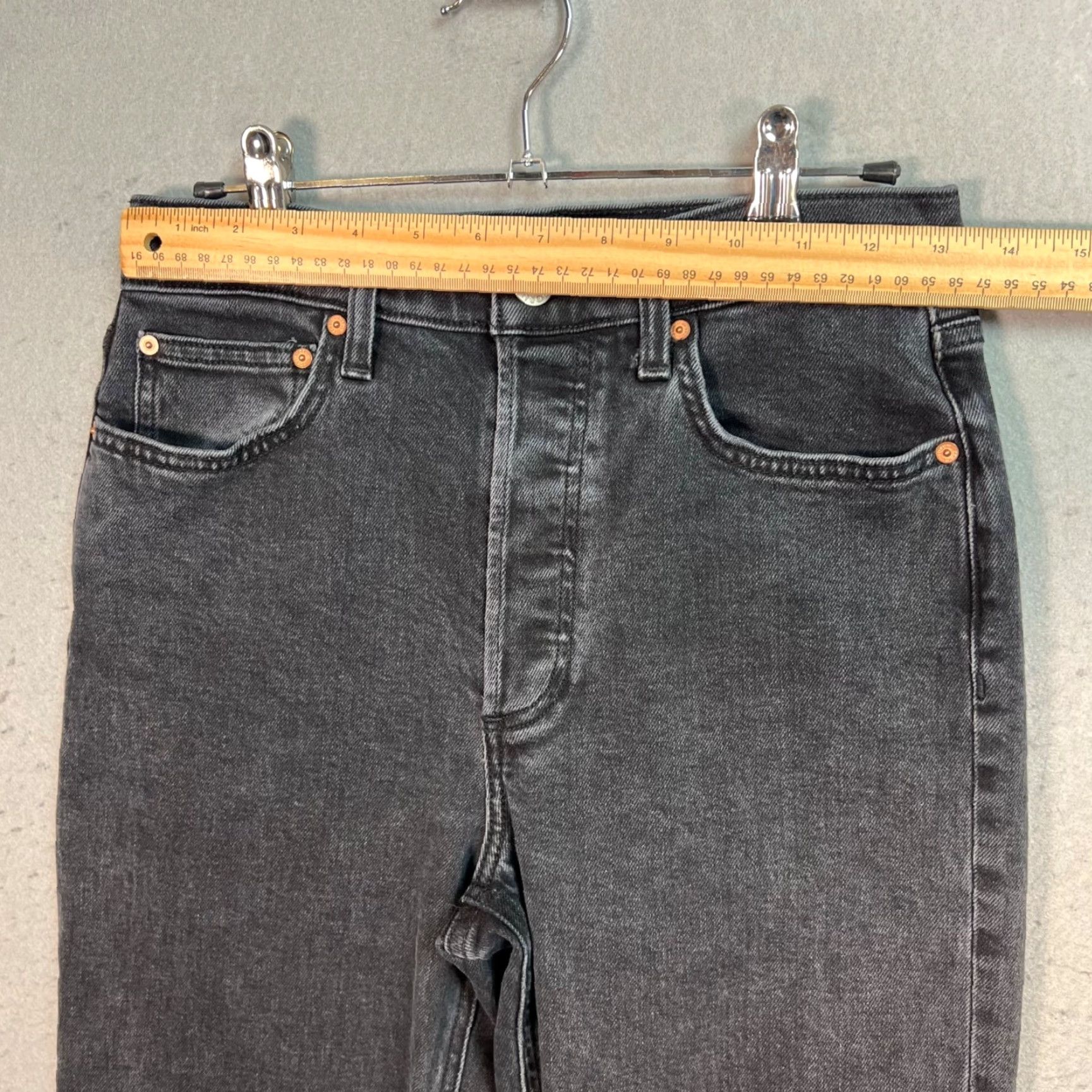 Vintage VINTAGE Denim Forum Arlo High Rise Straight Jeans Women 27 Black Cotton Blend 90s Size 27" / US 4 / IT 40 - 7 Thumbnail