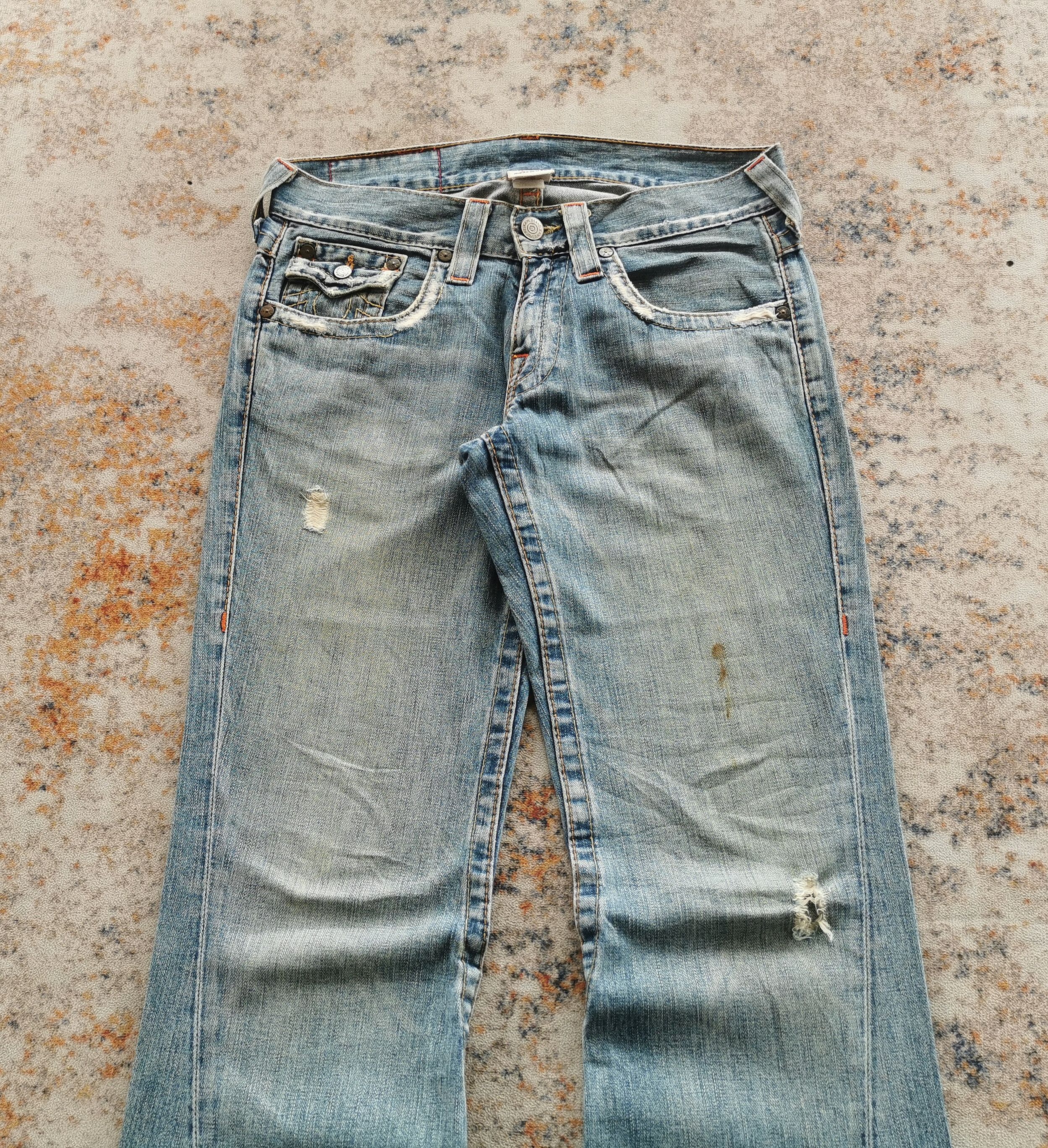 Vintage TRUE RELIGION Flared Distressed Jeans