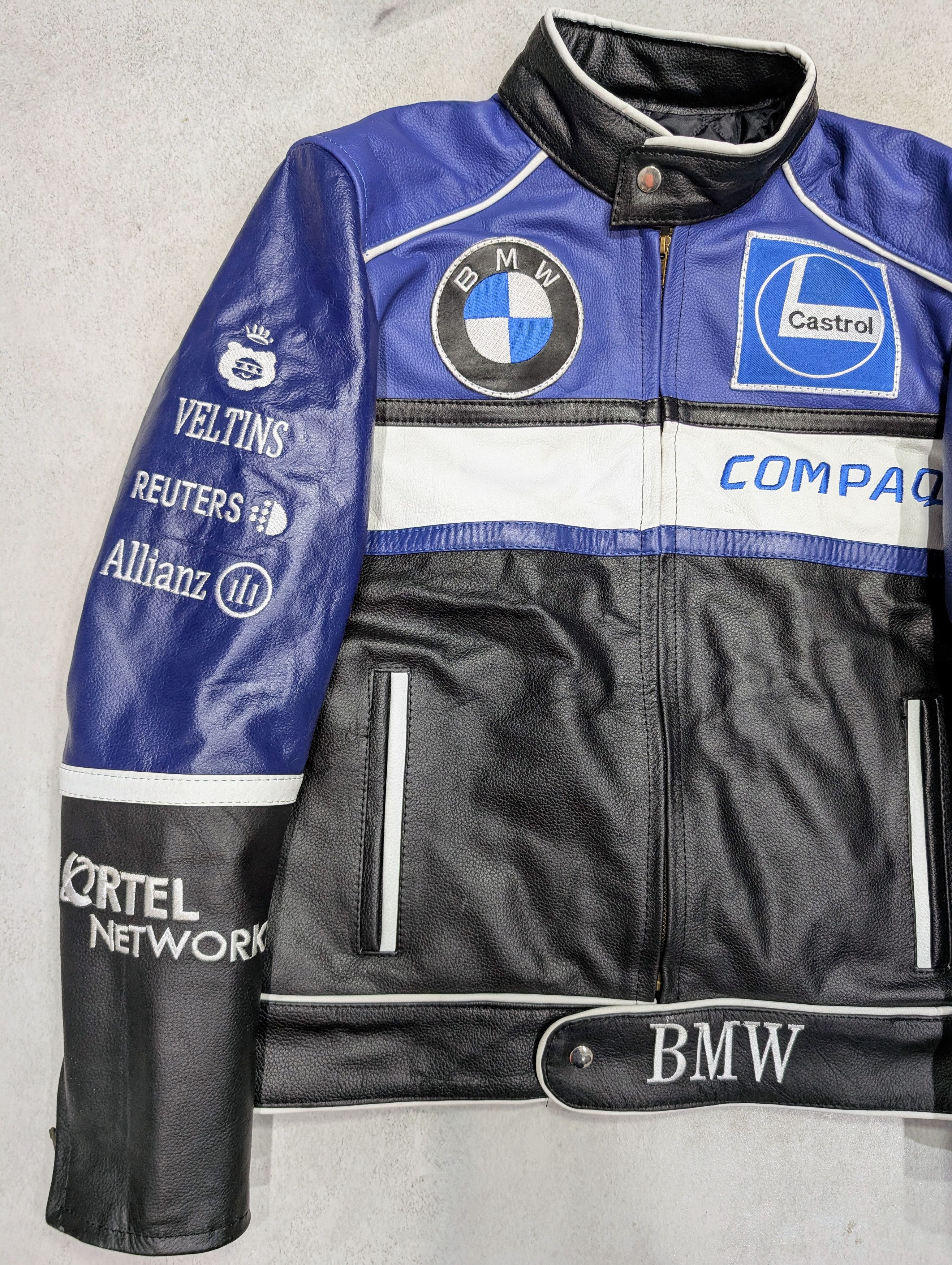 NASCAR 🔥BMW🔥 COMPAQ Racing Leather Jacket Streetwear Size US XL / EU 56 / 4 - 3 Thumbnail