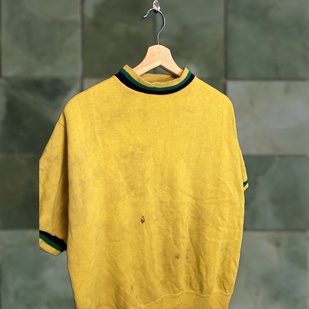 Vintage VINTAGE Creslan Sweatshirt Shirt Yellow Men's XL Short Sleeve 60’s Pullover Distressed Mens Size US XL / EU 56 / 4 - 1 Thumbnail