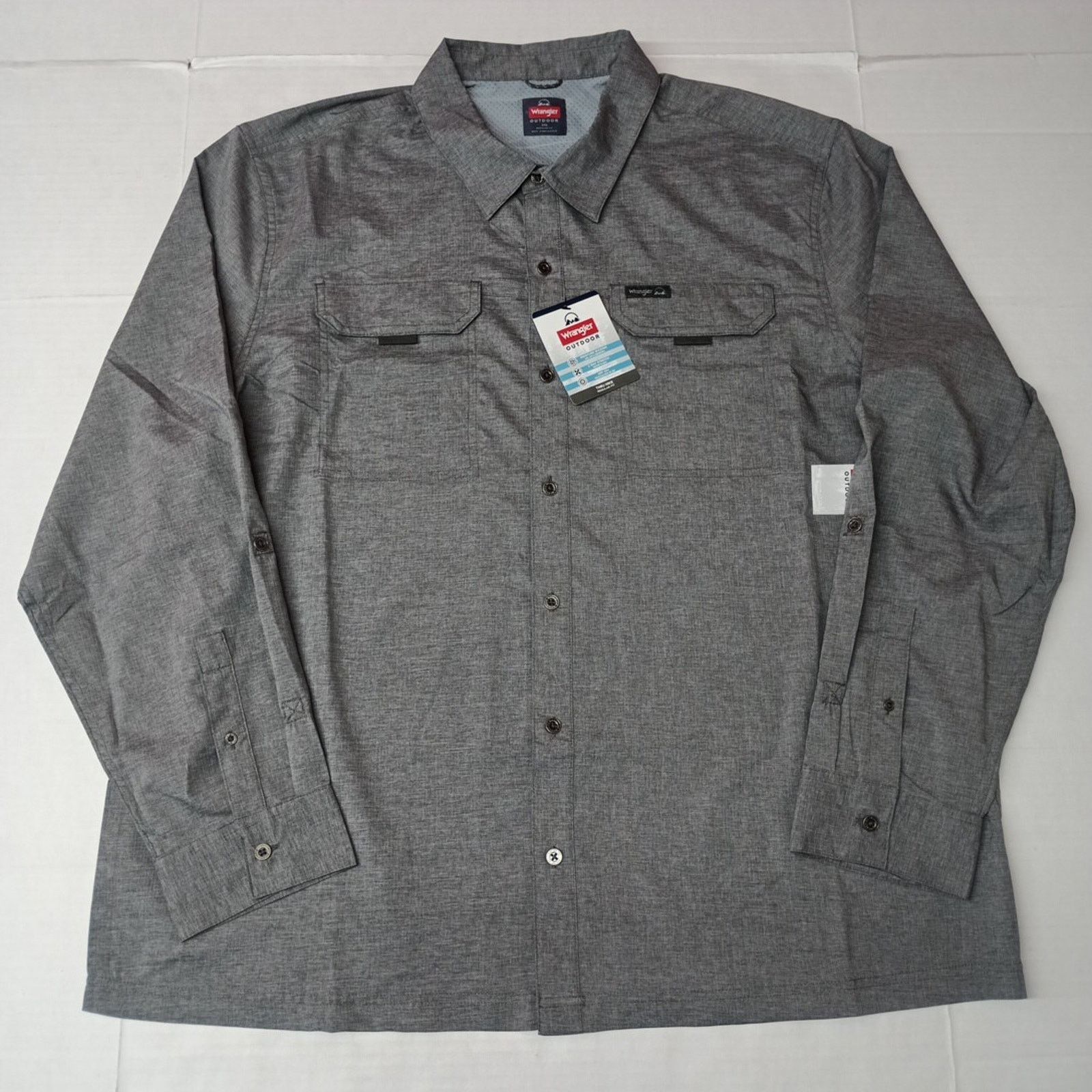 Wrangler Wrangler Men's 2XL Gray Thru Hike Shirt Vented Roll Tab UPF Size US XXL / EU 58 / 5 - 1 Thumbnail