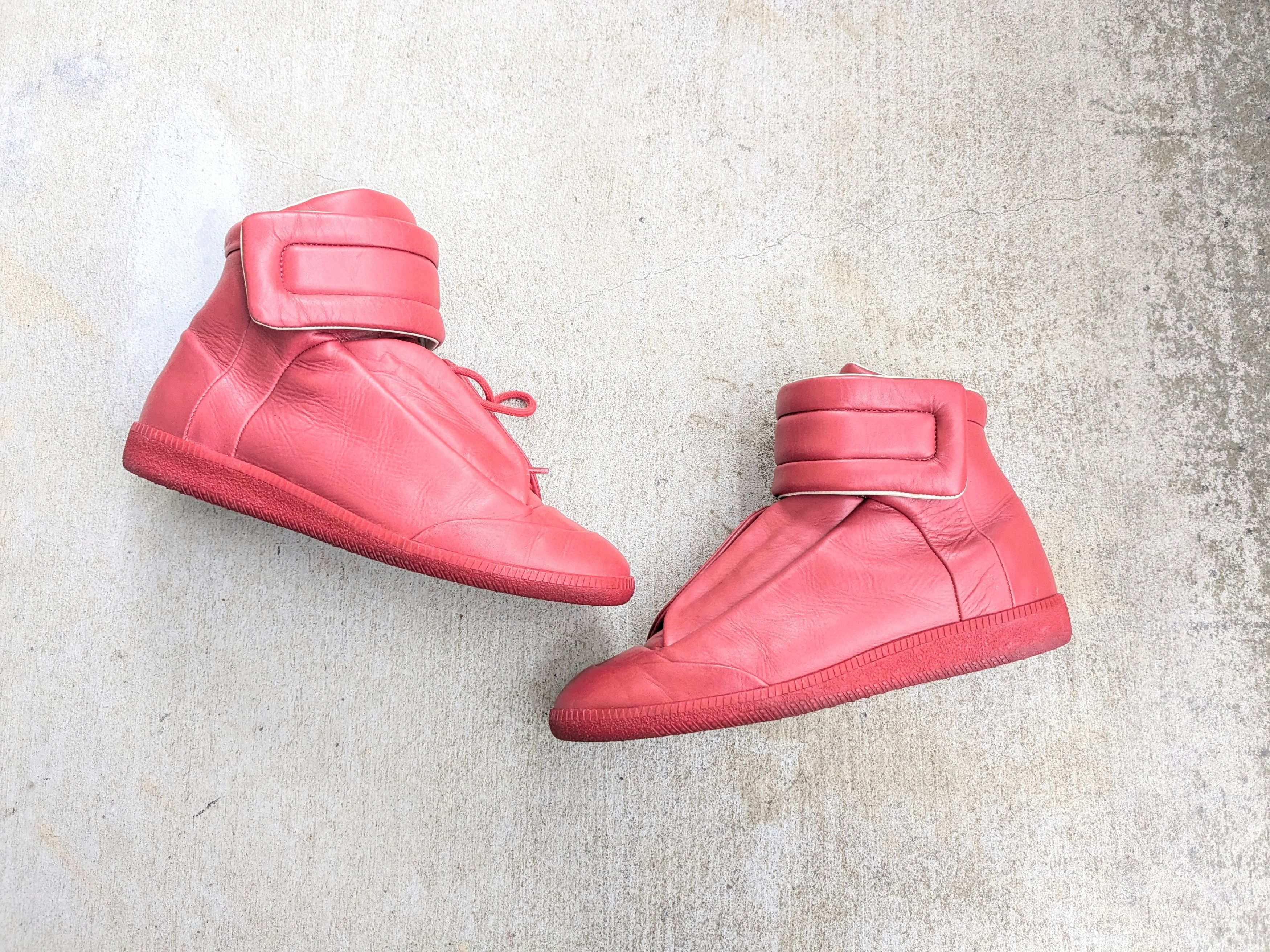 Maison Margiela Maison Margiela Future Red 8 41 Leather High Tops Size US 8 / EU 41 - 1 Thumbnail