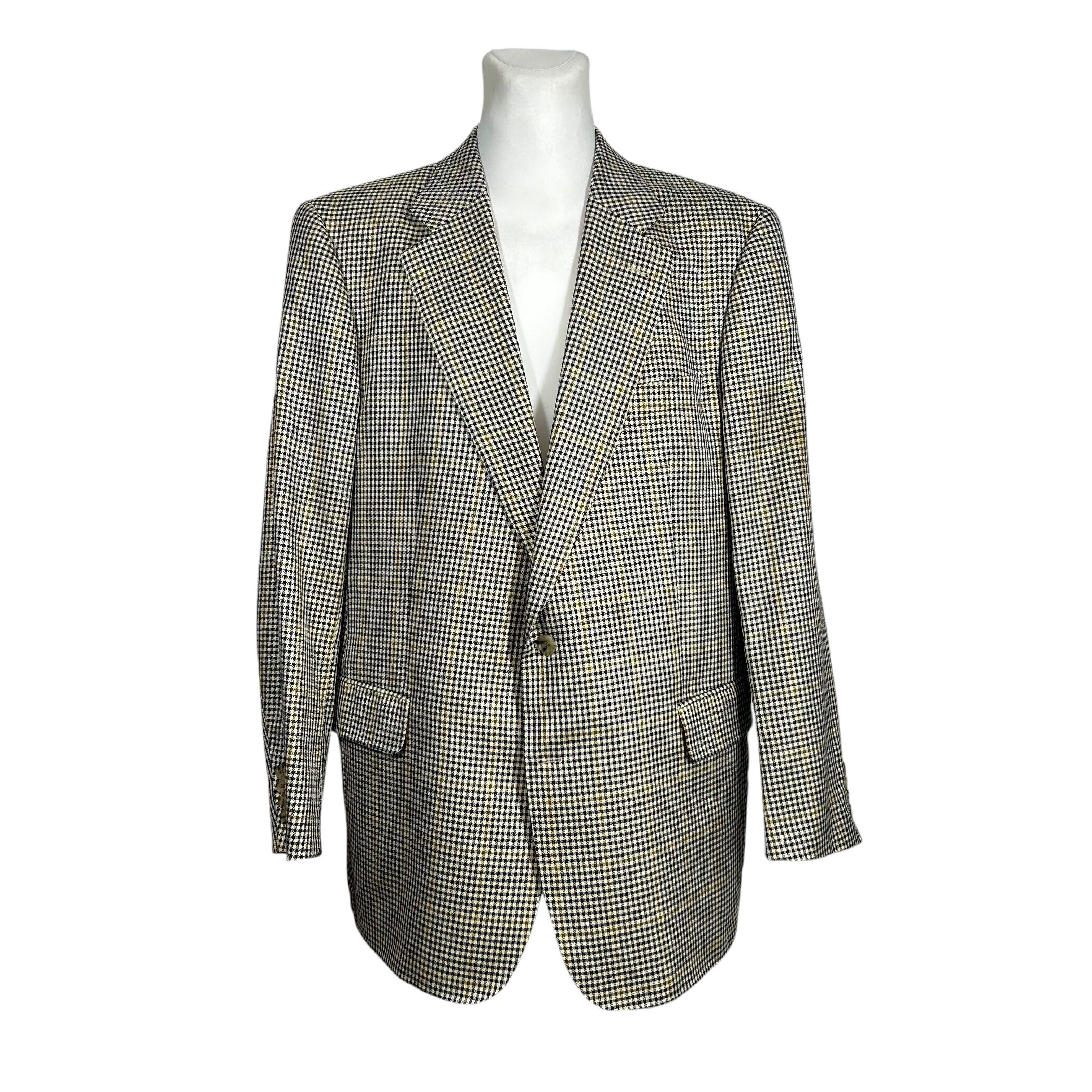 Burberry Prorsum Burberry Prorsum Wool Silk Ecru Check Monaco Blazer 56 Size 46R - 1 Thumbnail