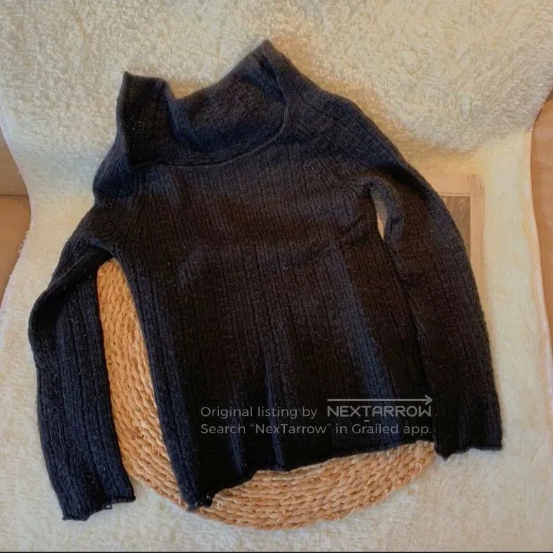 Yohji Yamamoto Yohji Yamamoto Black Off-Shoulder Knit Sweater Size US M / EU 48-50 / 2 - 2 Thumbnail