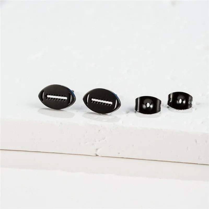 Jewelry Rugby Football Mini Stud Earrings Charm Earring Gift Size ONE SIZE - 1 Preview