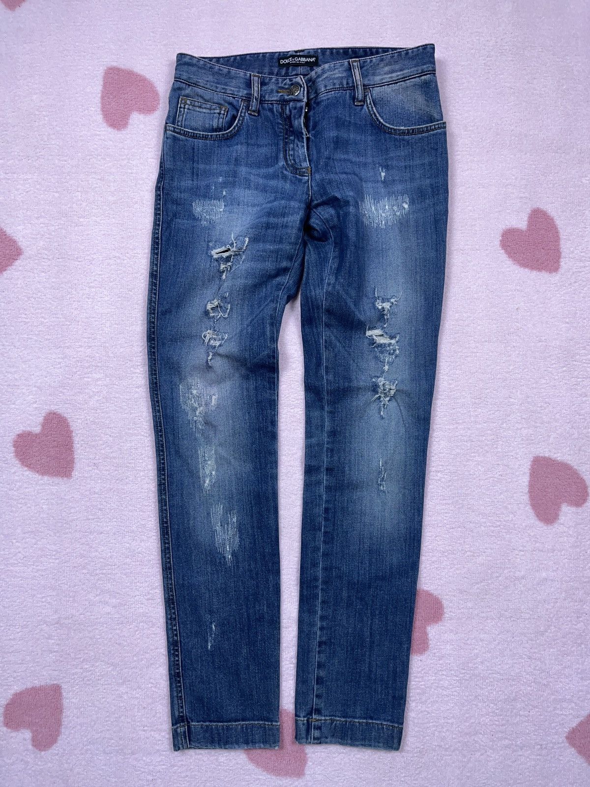 Designer × Dolce & Gabbana ➕ dolce & Gabbana light blue distressed jeans Size 28" / US 6 / IT 42 - 1 Thumbnail