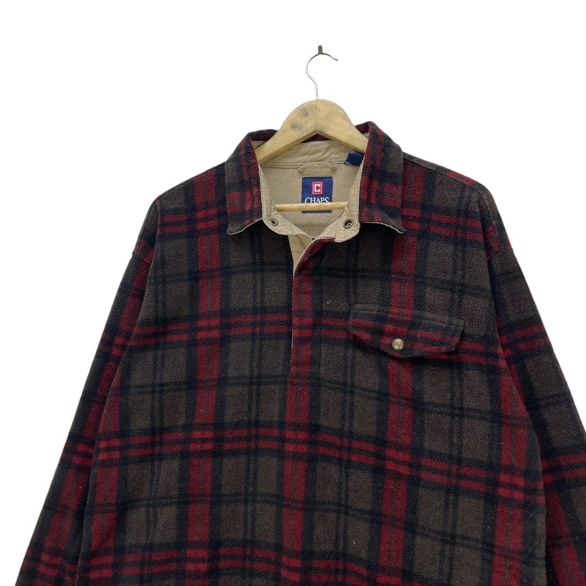 Chaps 💥Vintage Chaps Half Snap Button Fleece Checked Jacket Size US M / EU 48-50 / 2 - 3 Thumbnail