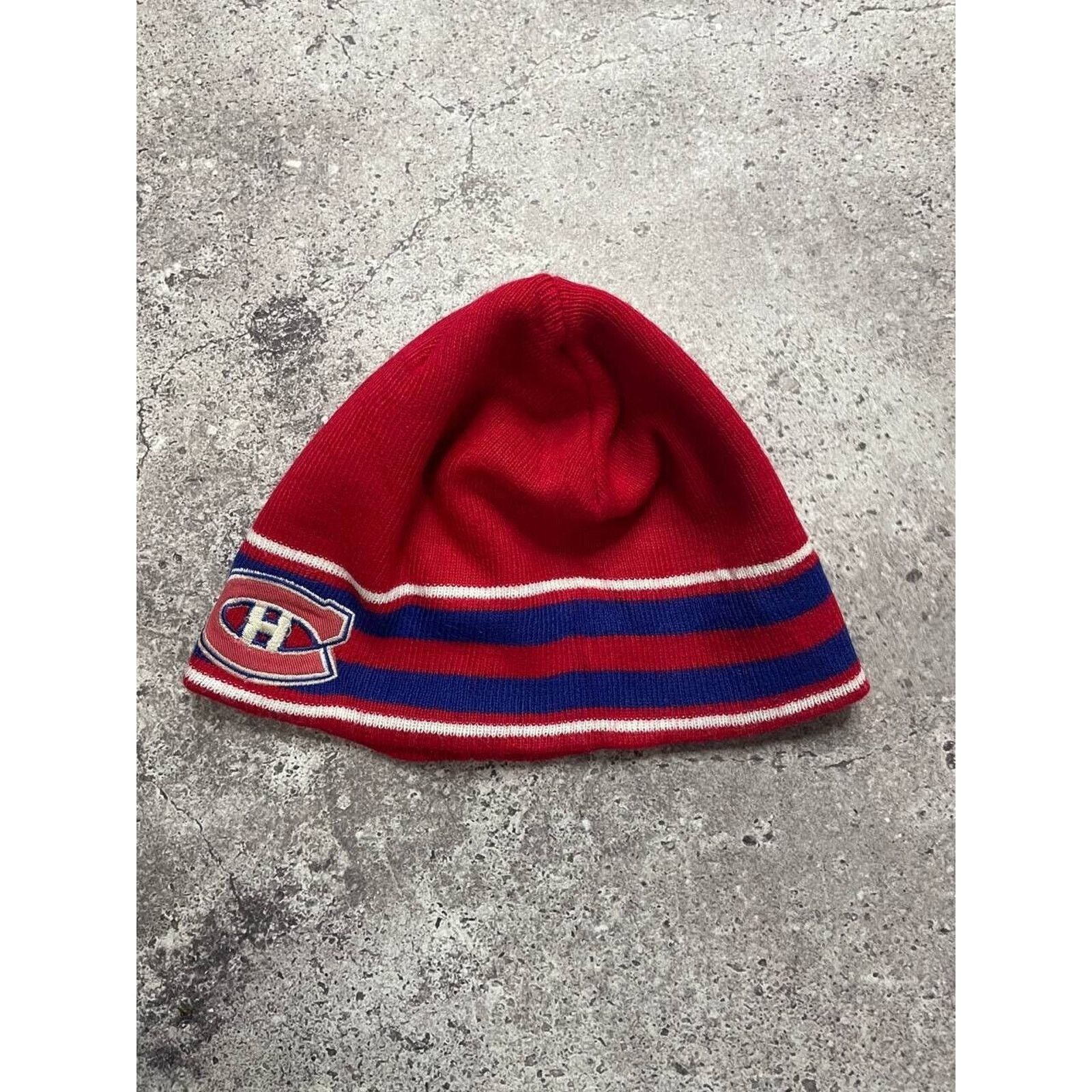 NHL × Vintage Vintage Montreal Canadiens Red Blue Knit Beanie NHL Winter Size ONE SIZE - 3 Thumbnail