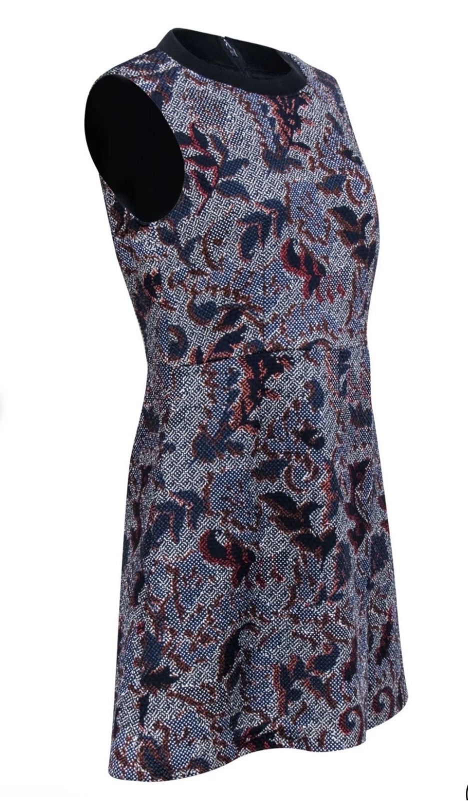 Tory Burch Tory Burch Dahlia Navy Pixelated Brocade Print Mini Dress Size XS / US 0-2 / IT 36-38 - 3 Thumbnail