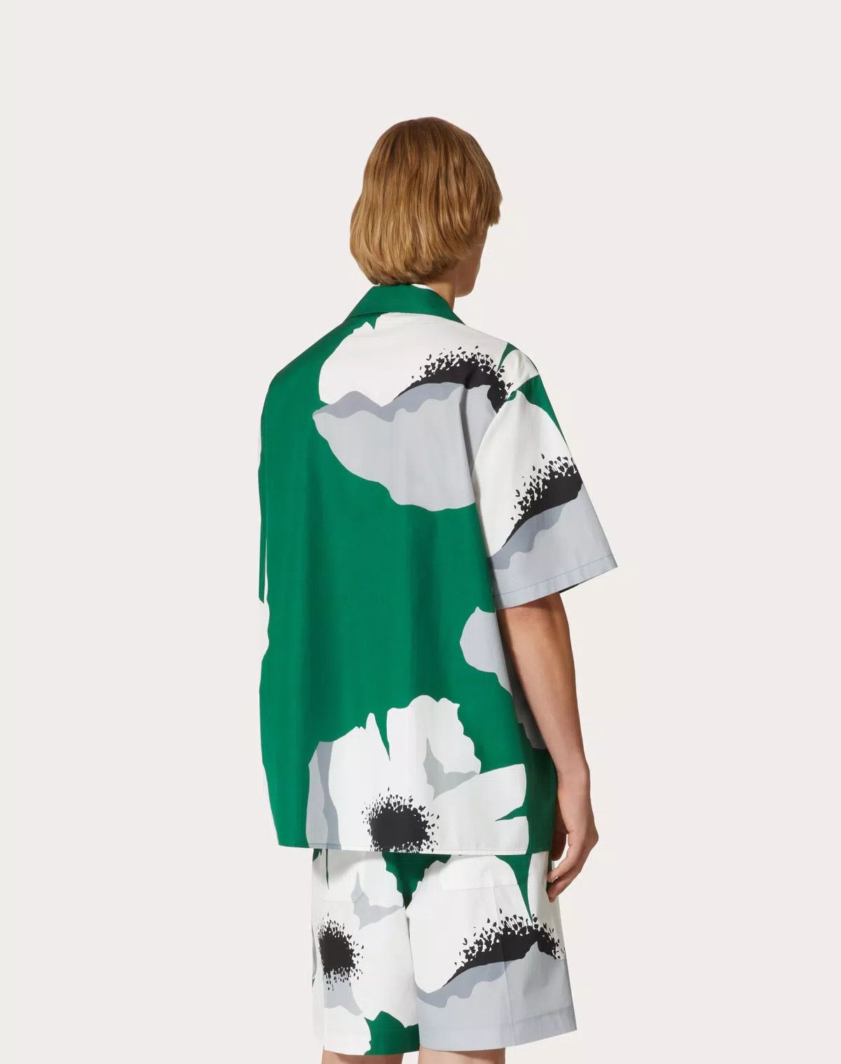Valentino oc11z0725 Cotton Poplin Bowling Shirt in Green/White Size US M / EU 48-50 / 2 - 5 Thumbnail