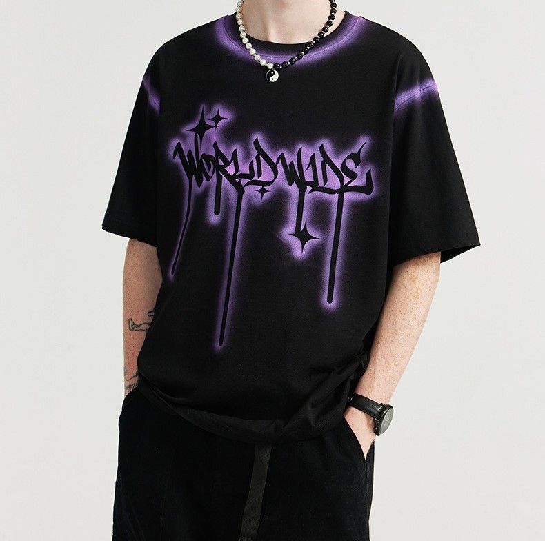 image of Tee Worldwide Graphic Short Sleeve Shirt in Black/Purple, Men's (Size Medium)