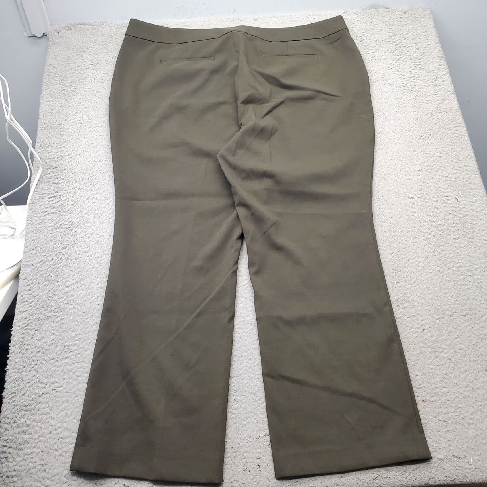Loft LOFT Womens 24 Green Regular Fit Trouser Pants Wide-Leg Stretch Marisa Size 42" / US 20 - 2 Thumbnail