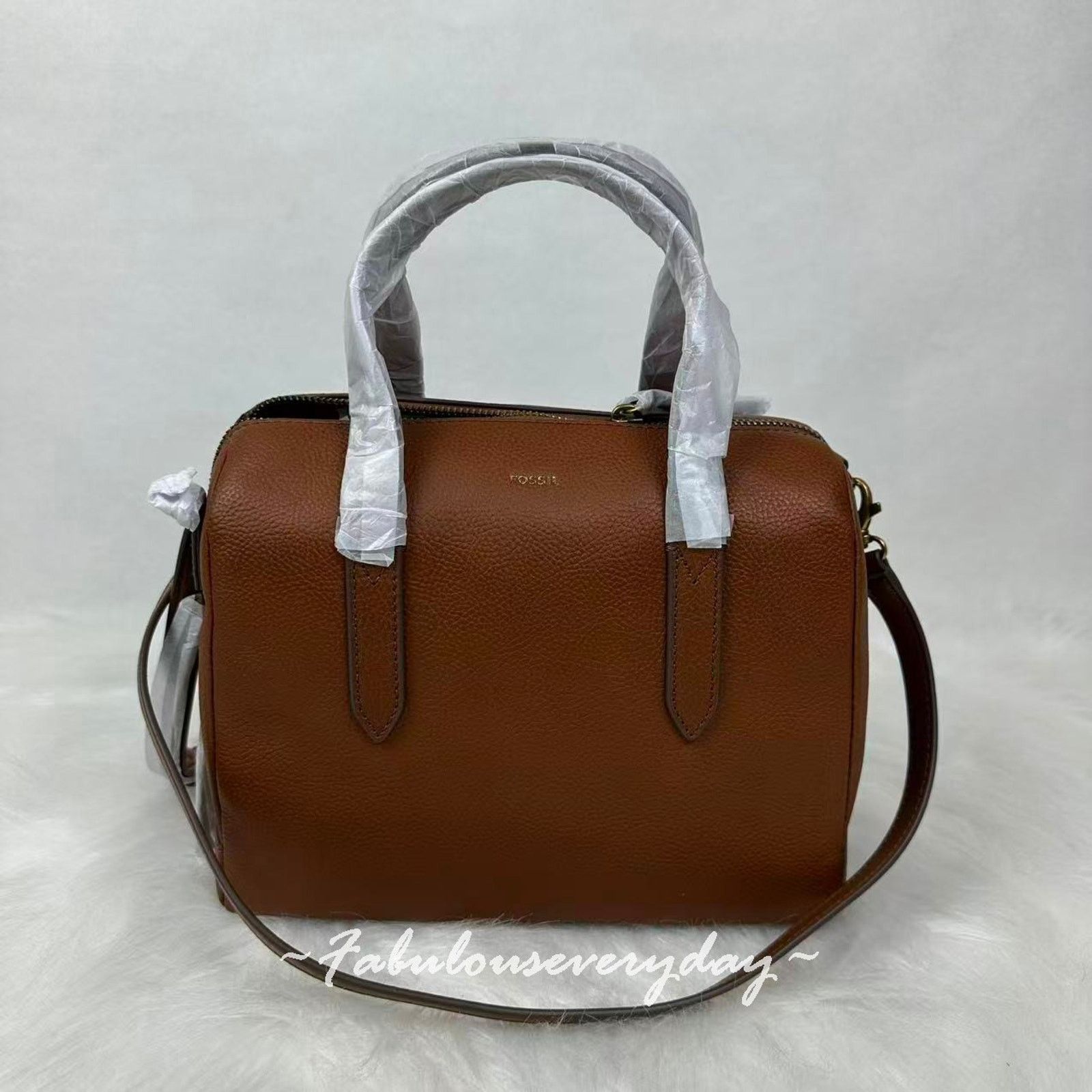Fossil Fossil Sydney Satchel Crossbody Handbag Leather/Gold/Brown Size ONE SIZE - 1 Thumbnail