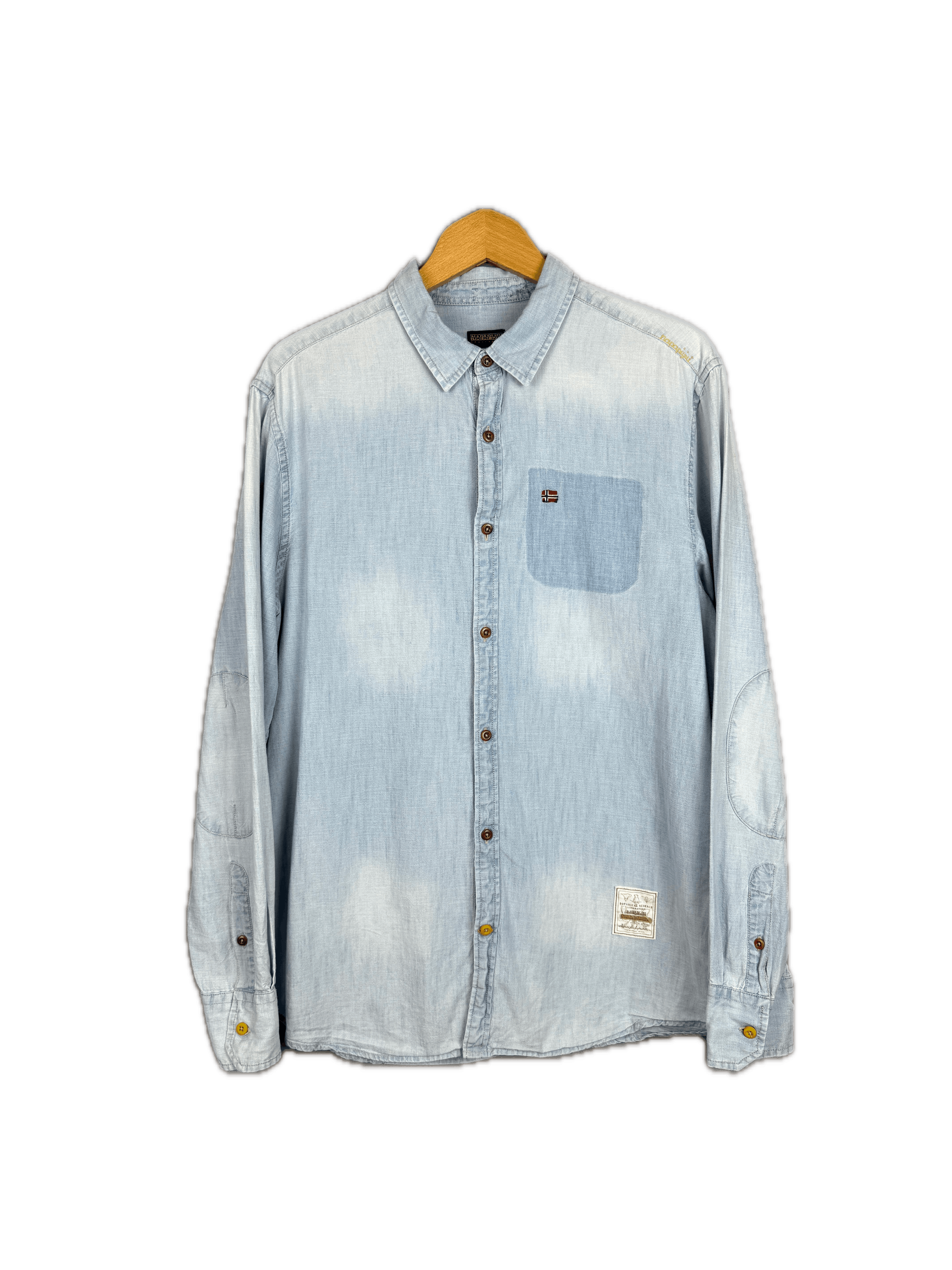 Napapijri × Vintage Napapijri Shirt Vintage Blue Long Sleeve Size US XL / EU 56 / 4 - 1 Thumbnail