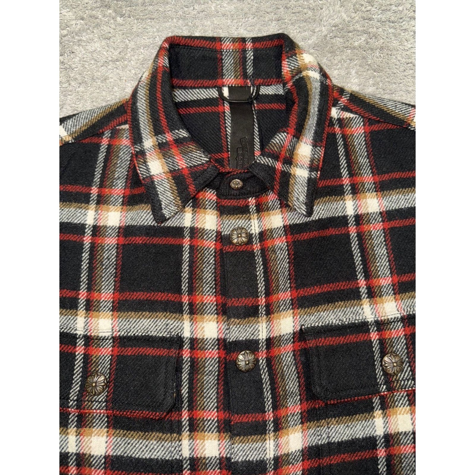 Chrome Hearts Chrome Hearts Flannel Black Check Button Down Long Size US L / EU 52-54 / 3 - 3 Thumbnail