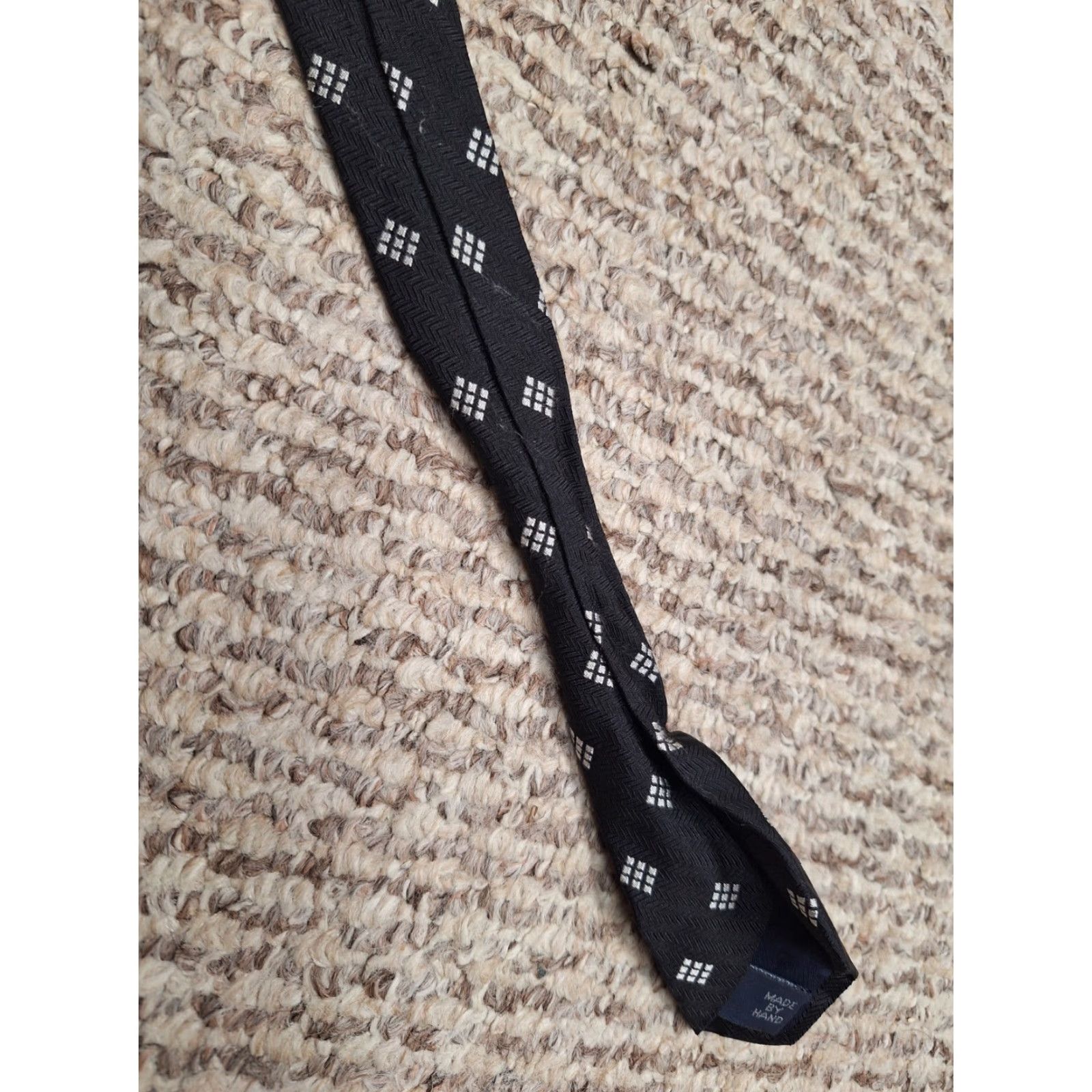Polo Ralph Lauren VINTAGE Polo Ralph Lauren Tie Black Silver Geometric Hand Made in USA Size US M / EU 48-50 / 2 - 2 Thumbnail