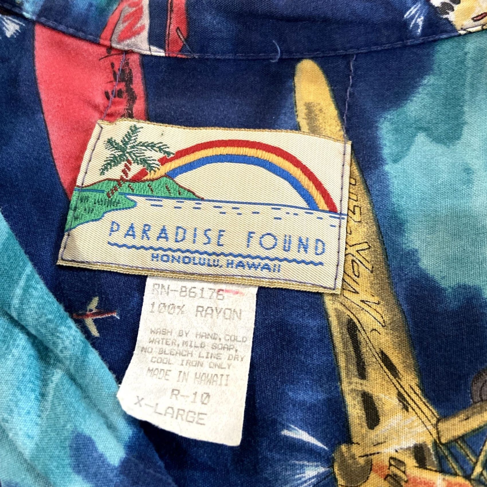 Paradise Found VINTAGE Paradise Found Shirt Men XL Hawaiian AOP Planes Rayon USA Aviation Blue Size US XL / EU 56 / 4 - 2 Thumbnail
