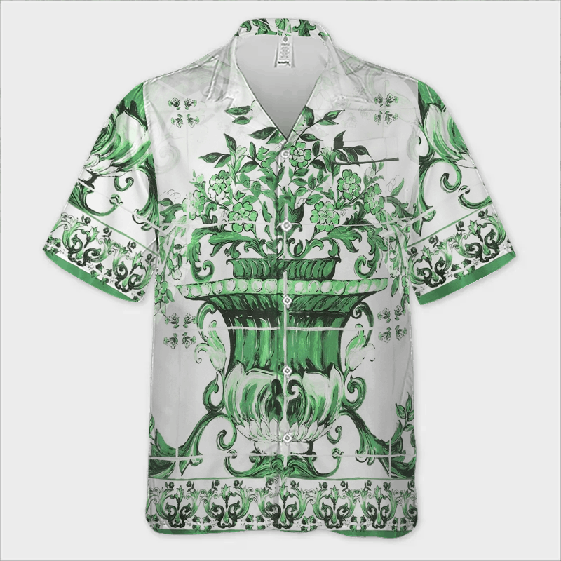 The Unbranded Brand Twill Shirt with Majolica Print | Ornamental Craft Size US M / EU 48-50 / 2 - 1 Thumbnail