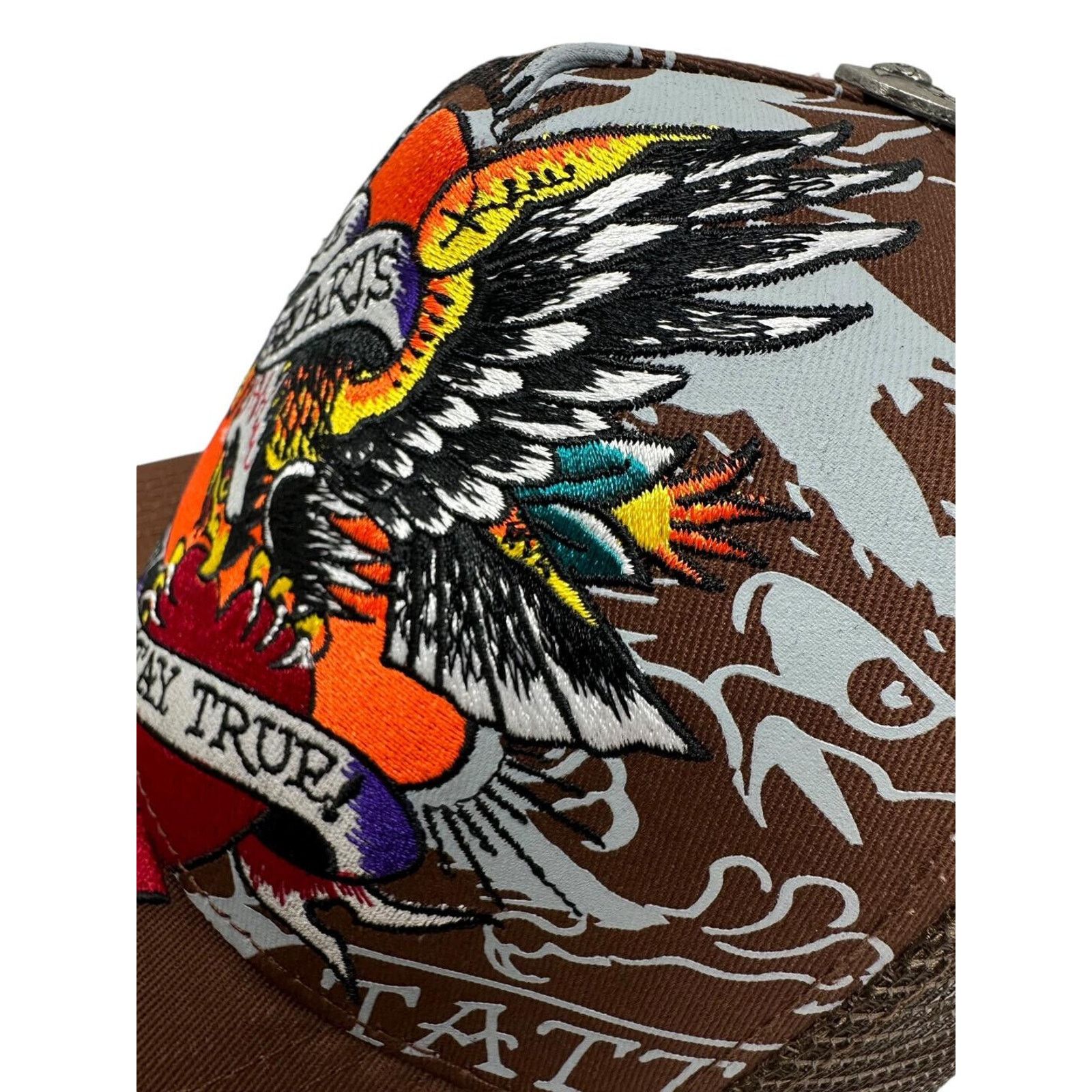 Ed Hardy Ed Hardy Trucker Hat Embroidered Tattoo Brave Eagle Cap Size ONE SIZE - 3 Thumbnail