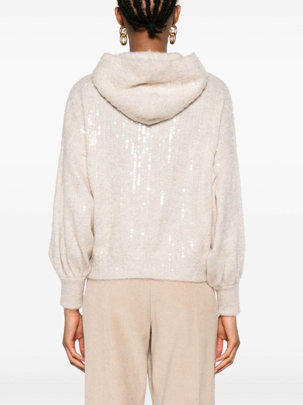 Brunello Cucinelli o1y0725 Hooded Cardigan in Light Beige Size M / US 6-8 / IT 42-44 - 4 Thumbnail