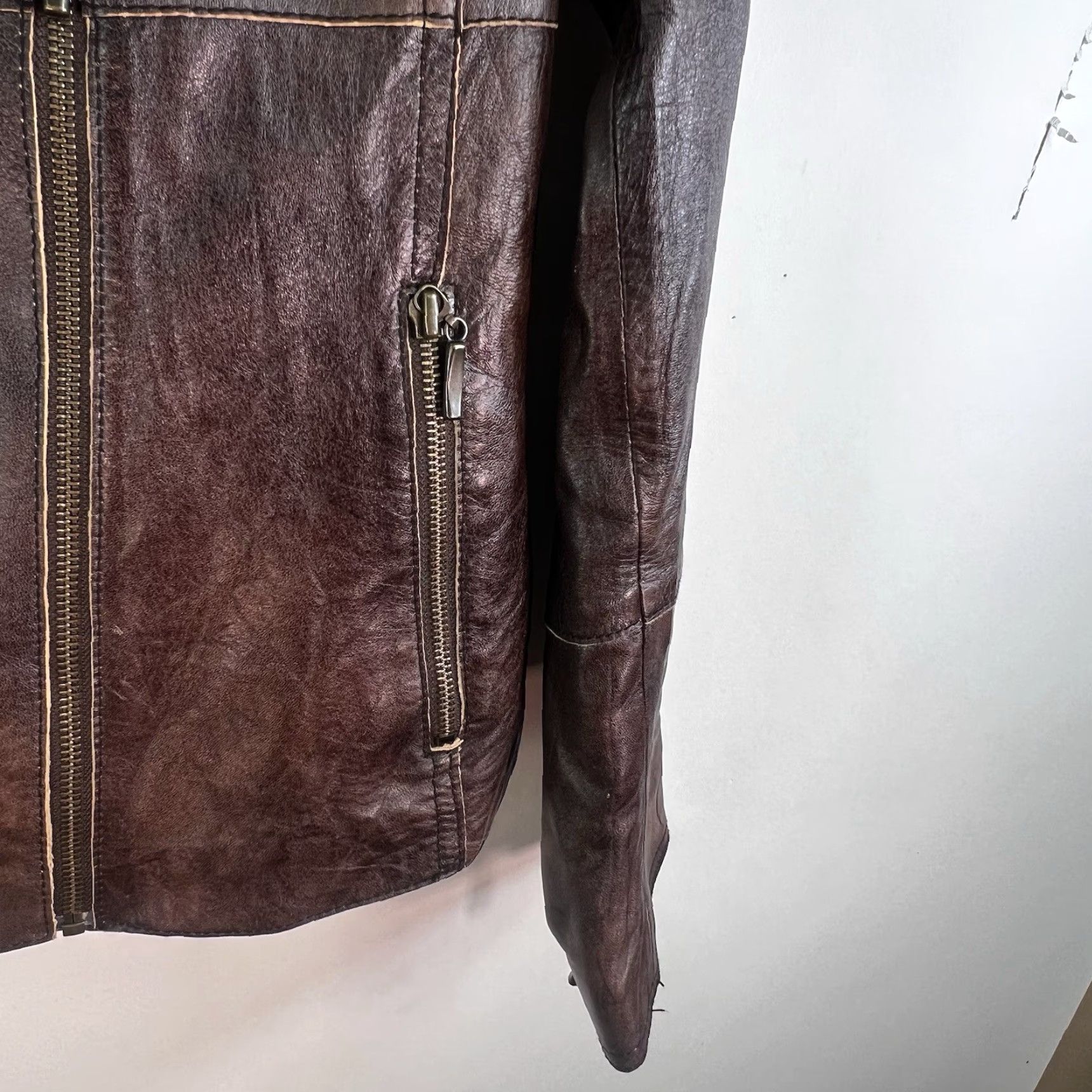 Vintage CONTEXT Leather Bomber Jacket Womens Size 12 Brown Size XL / US 12-14 / IT 48-50 - 3 Thumbnail