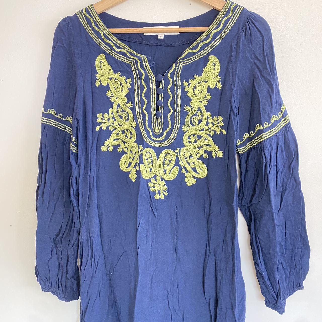 Designer G-MAAZ BLUE BOHO BOHEMIAN DRESS FLOWY LONG SLEEVE SIZE SMALL Size S / US 4 / IT 40 - 3 Thumbnail