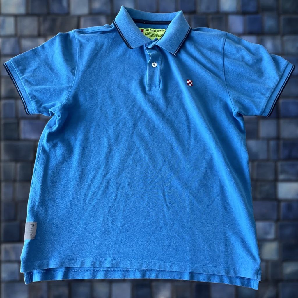 MC2 Saint Barth MC2 Saint Barth Polo Shirt Adult Small Blue Short Sleeve Cotton Knit Preppy Size US S / EU 44-46 / 1 - 1 Thumbnail
