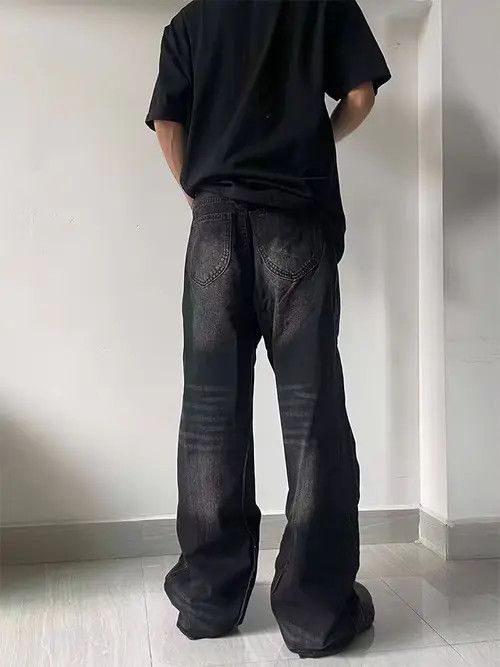 VIBE Vintage washed black rippled rare jeans Size US 34 / EU 50 - 3 Thumbnail