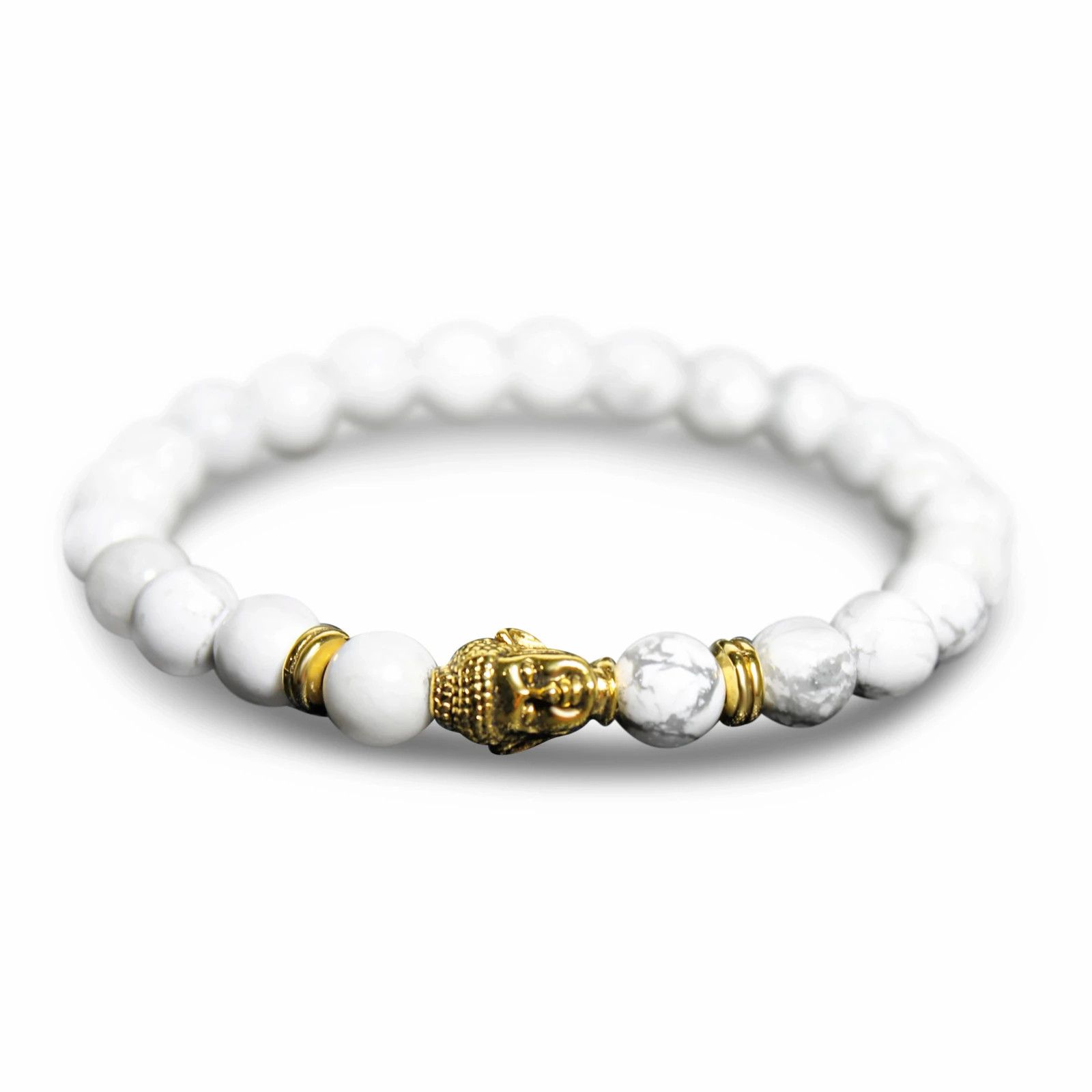 Jewelry 🔴 Bracelet - Gold Buddha White Carrara Marble Size ONE SIZE - 1 Preview
