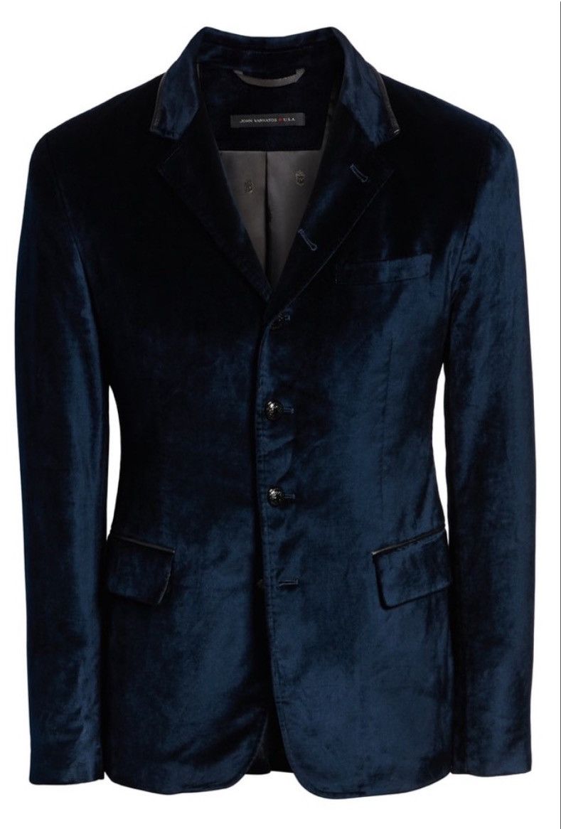 John Varvatos Velvet Dinner Jacket With Leather Trim. Medium Size US M / EU 48-50 / 2 - 2 Thumbnail