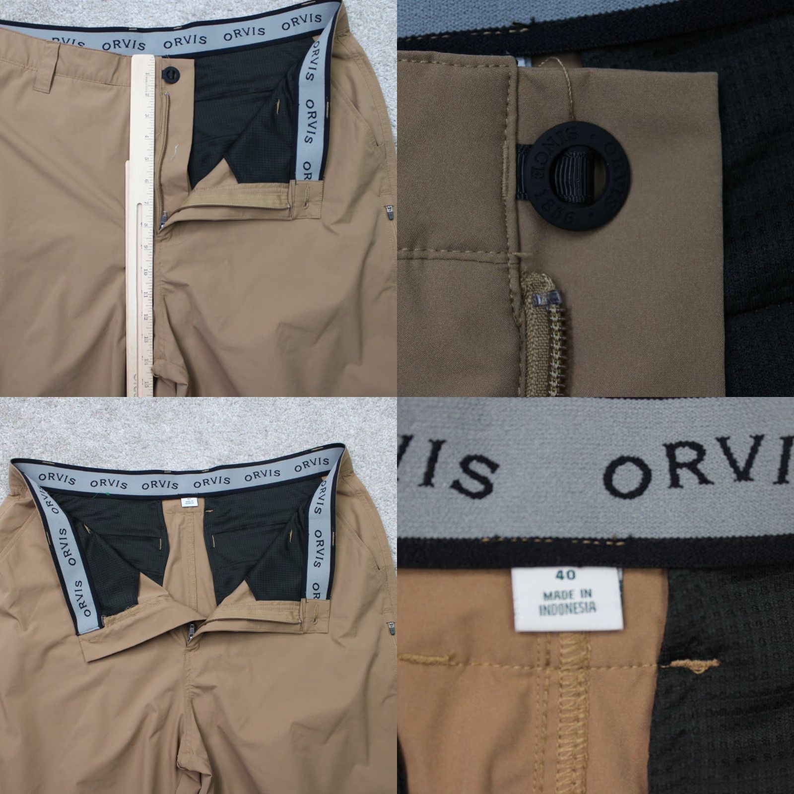 Orvis Orvis Shorts Mens 40 Beige Tech 9" Belted Zip Cargo Pocket Polyester Cargo Pocket 9" Inseam Mens Beige Orvis Shorts 40 Size US 40 / EU 56 - 8 Thumbnail
