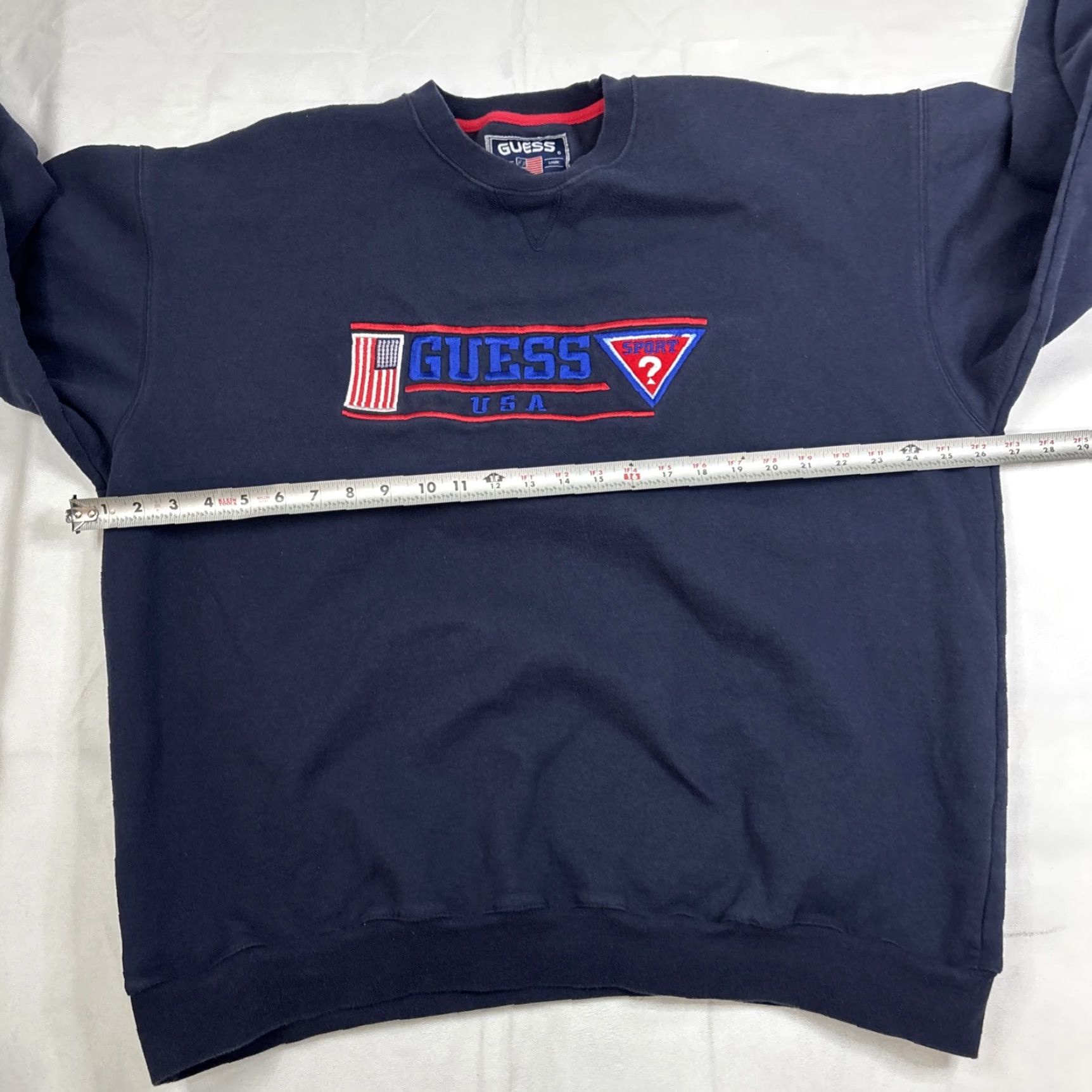 Guess VINTAGE GUESS Sports USA Embroidered Spellout Sweatshirt Crewneck Mens XXL Blue Size US XXL / EU 58 / 5 - 4 Thumbnail
