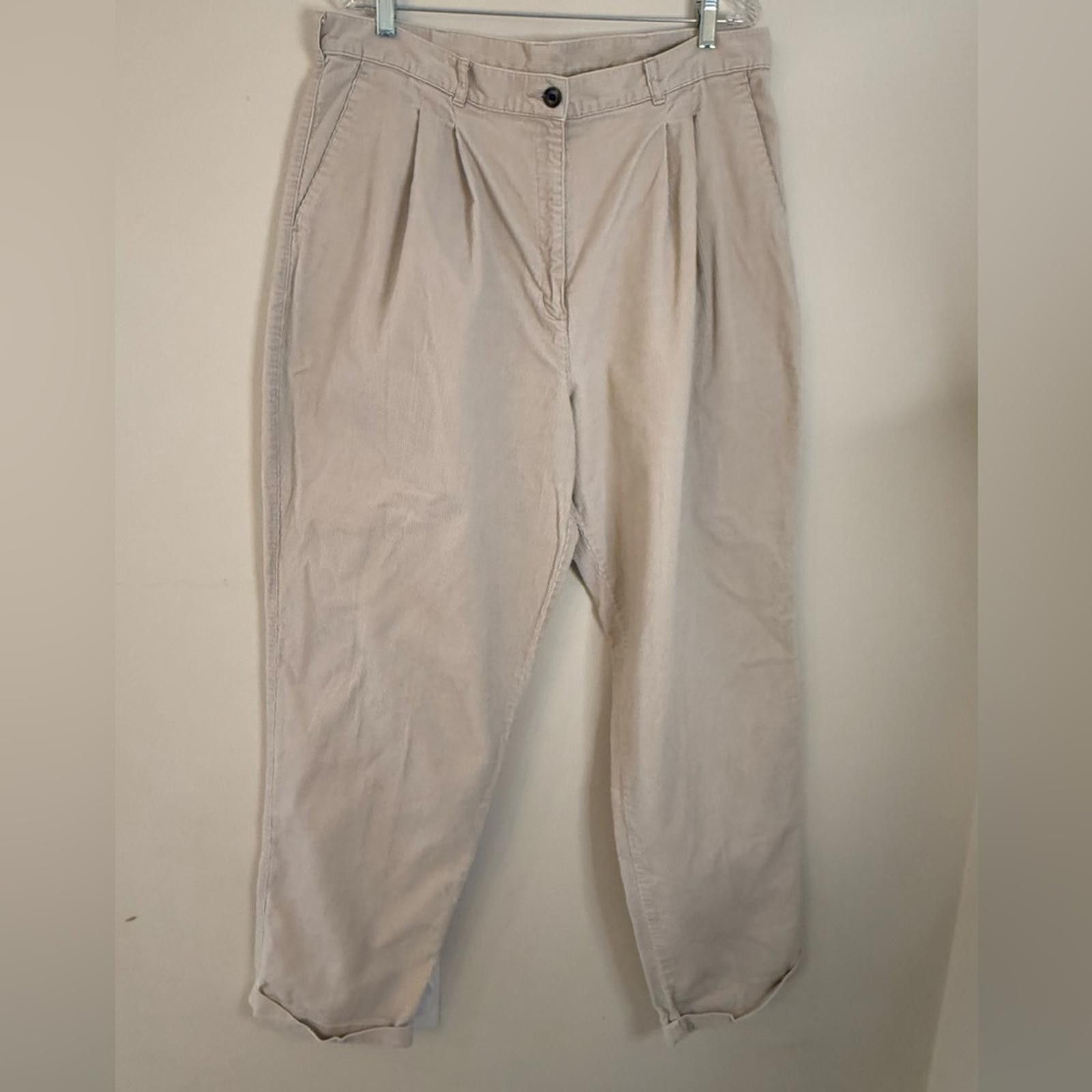 L.L. Bean L.L.Bean tan pleated corduroy cuffed pants SZ 20 Tall Size 30" / US 8 / IT 44 - 1 Thumbnail